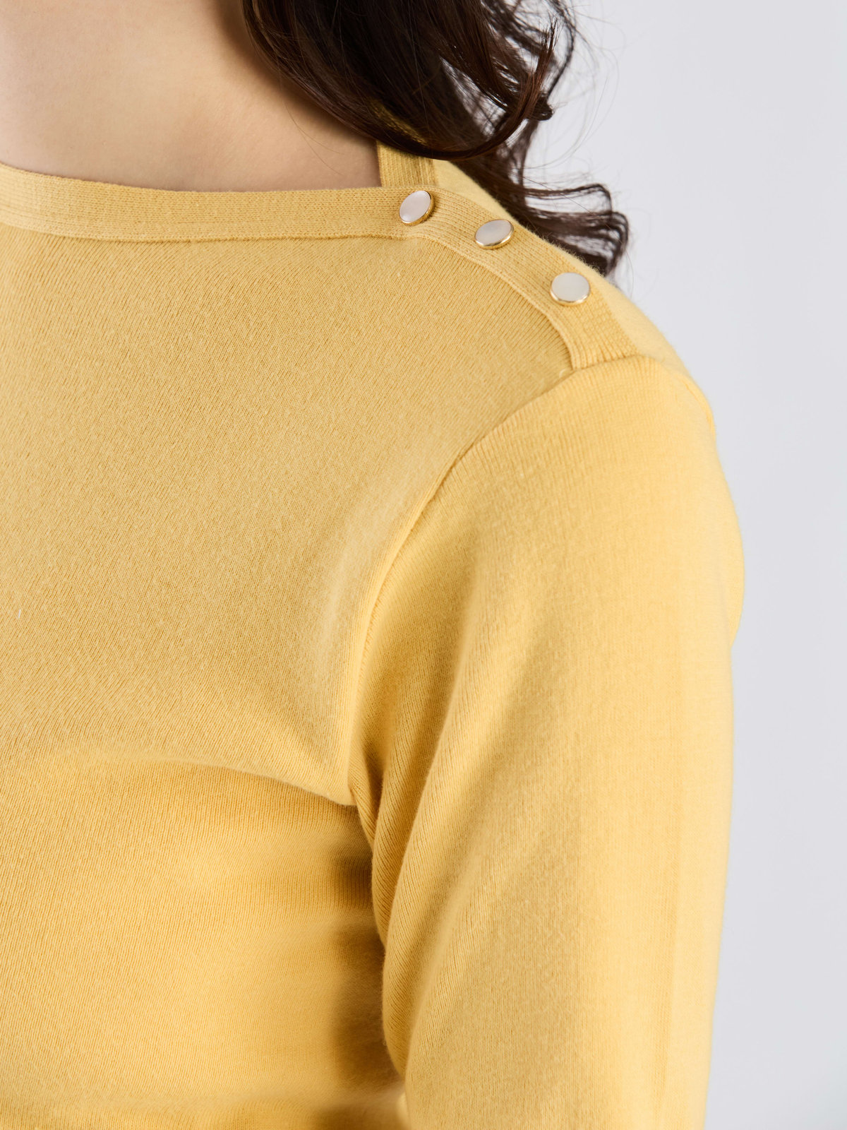 FEMME ウィメンズ 【Outlet】コットン ニット 7分袖 ボートネック プルオーバー "Badiane" イエロー系その他