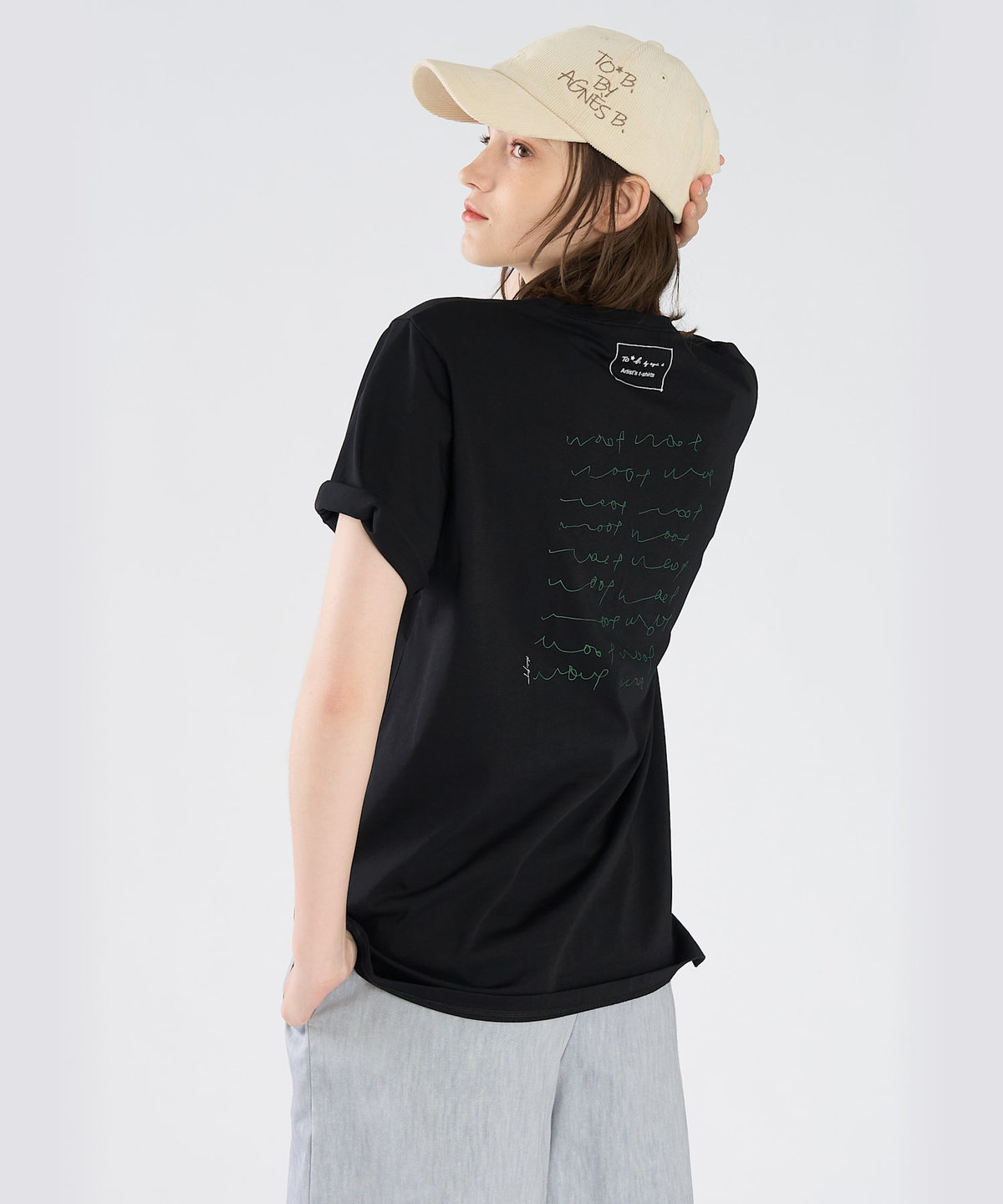 To b. by agnès b. Dog T オーガニックコットン 半袖 アーティストTシャツ ブラック
