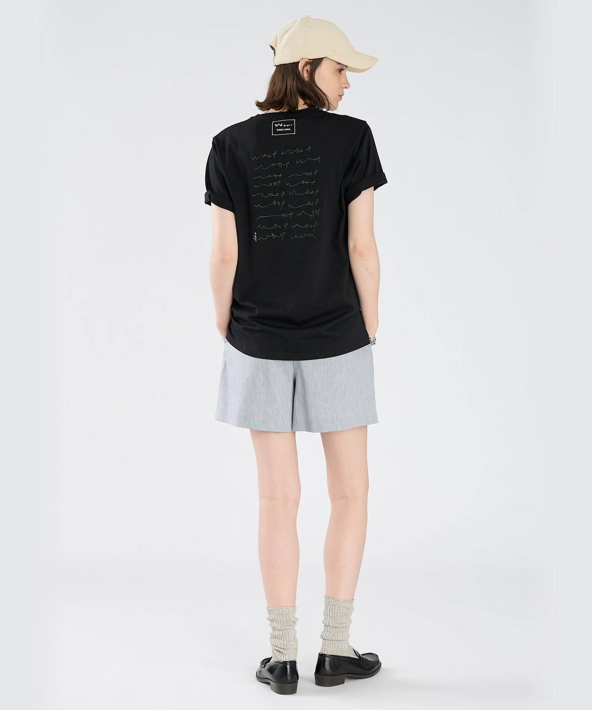 To b. by agnès b. Dog T オーガニックコットン 半袖 アーティストTシャツ ブラック