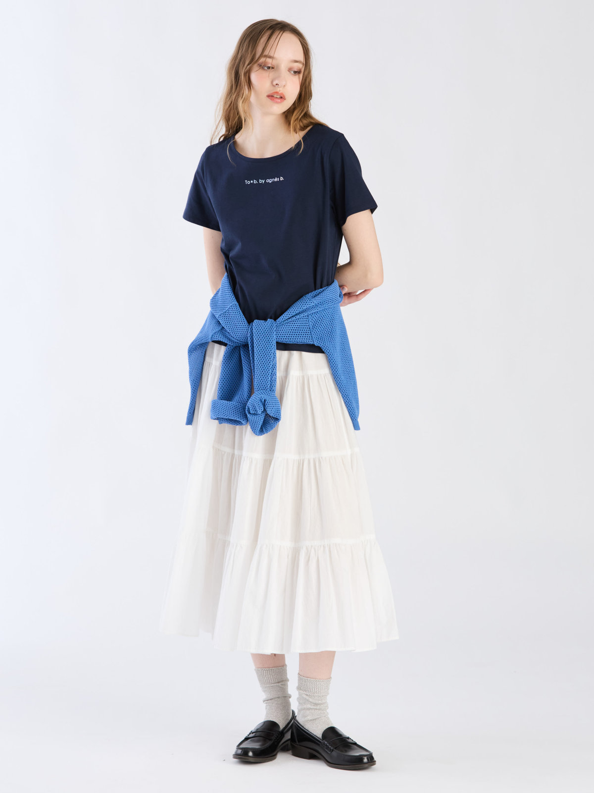 To b. by agnès b. 【Outlet】ロゴフォイルプリントTシャツ ネイビー