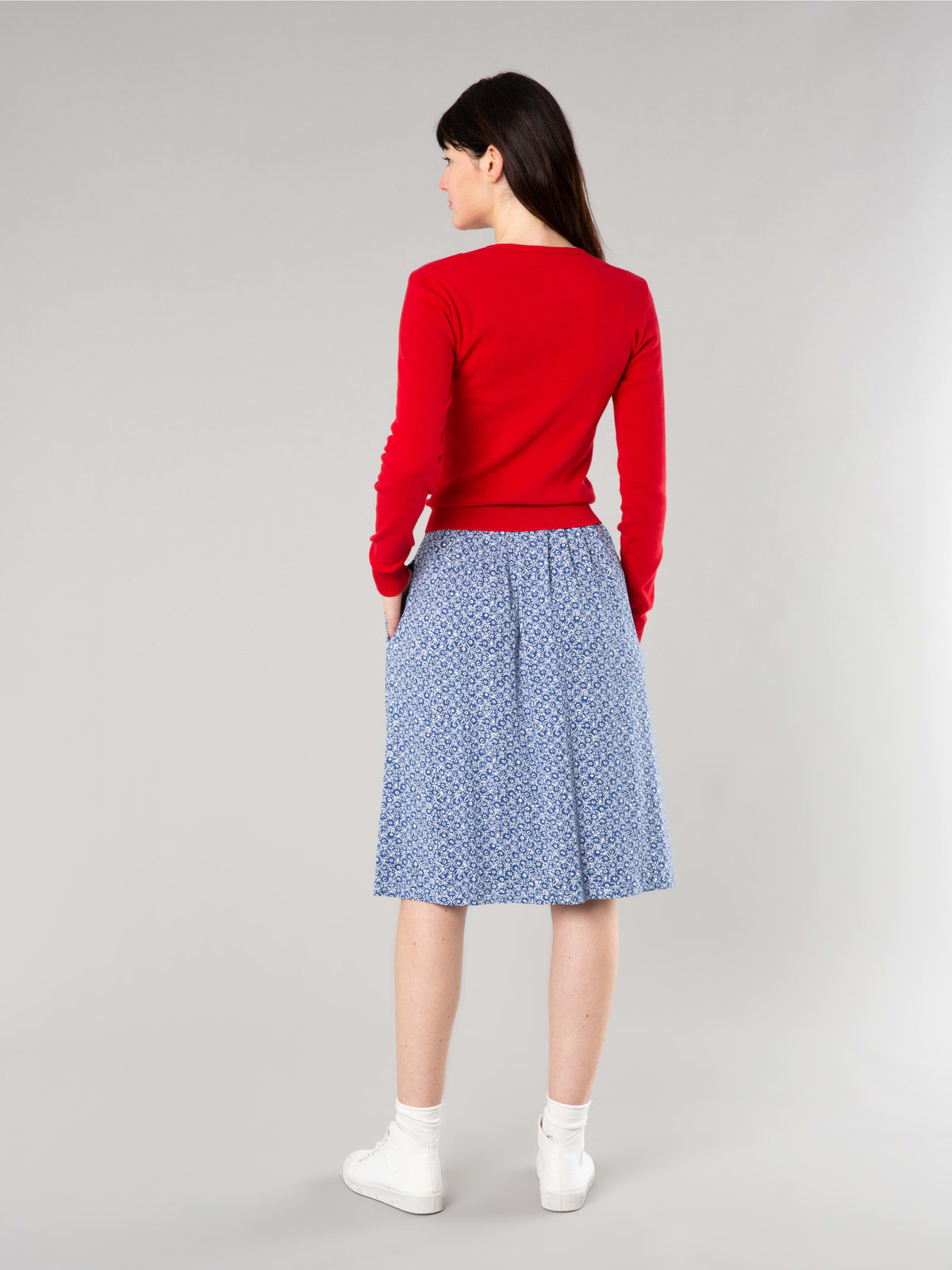 FEMME ウィメンズ コットン ニット 長袖 カーディガンプレッション "Swing" レッド