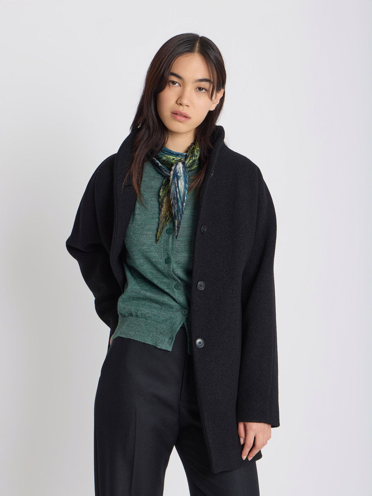 FEMME ウィメンズ アルパカ 長袖 カーディガン "Scilly" グリーン