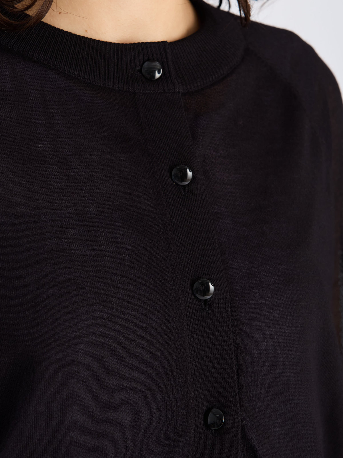 To b. by agnès b. 【Outlet】シアー ラグランスリーブ ニット カーディガン ブラック