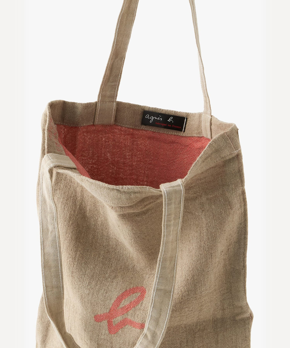 FEMME ウィメンズ "b."ロゴ リネン コットン キャンバス トートバッグ "Noe" オレンジ