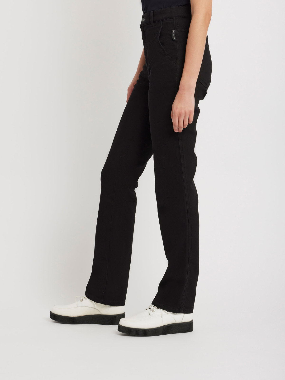 FEMME ウィメンズ コットン ハイウエスト ストレートパンツ "Marilyn" ブラック