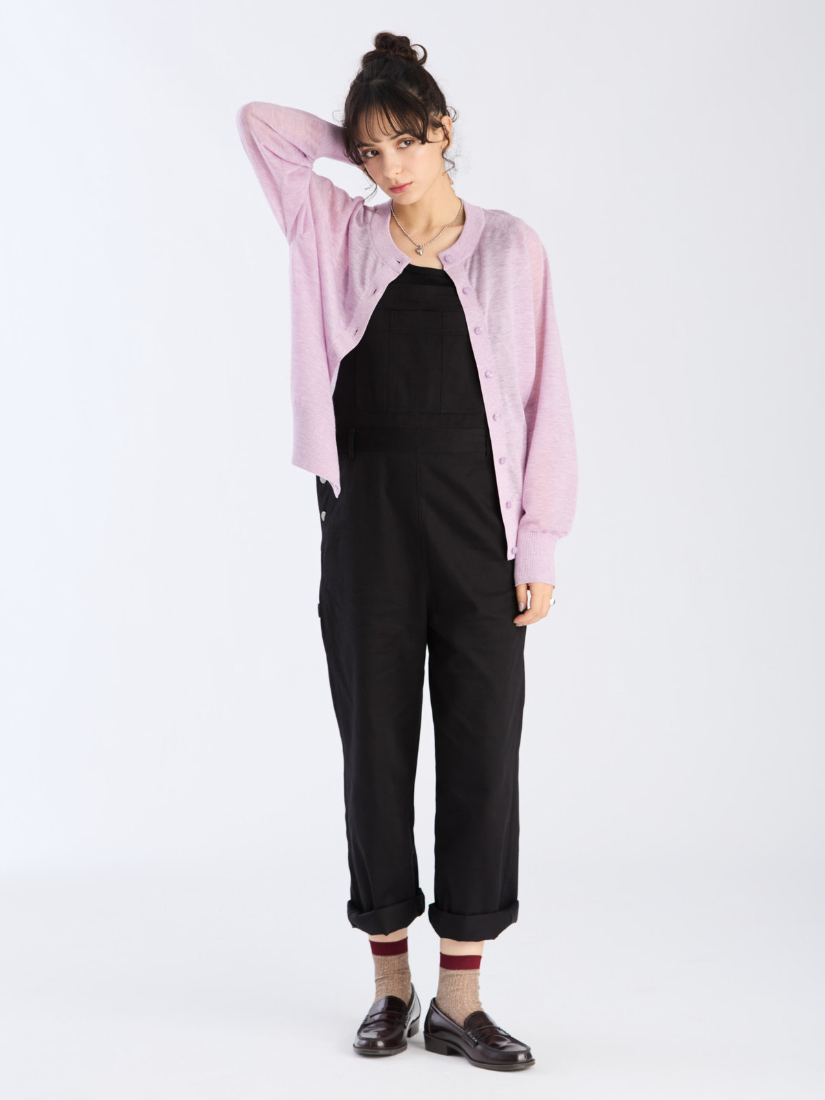 To b. by agnès b. 【Outlet】シアー ラグランスリーブ ニット カーディガン パープル系その他