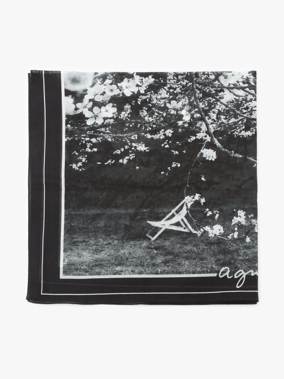 FEMME ウィメンズ 【by R 限定品】agnes b. フォトプリント コットン バンダナ "Sakura" マルチ