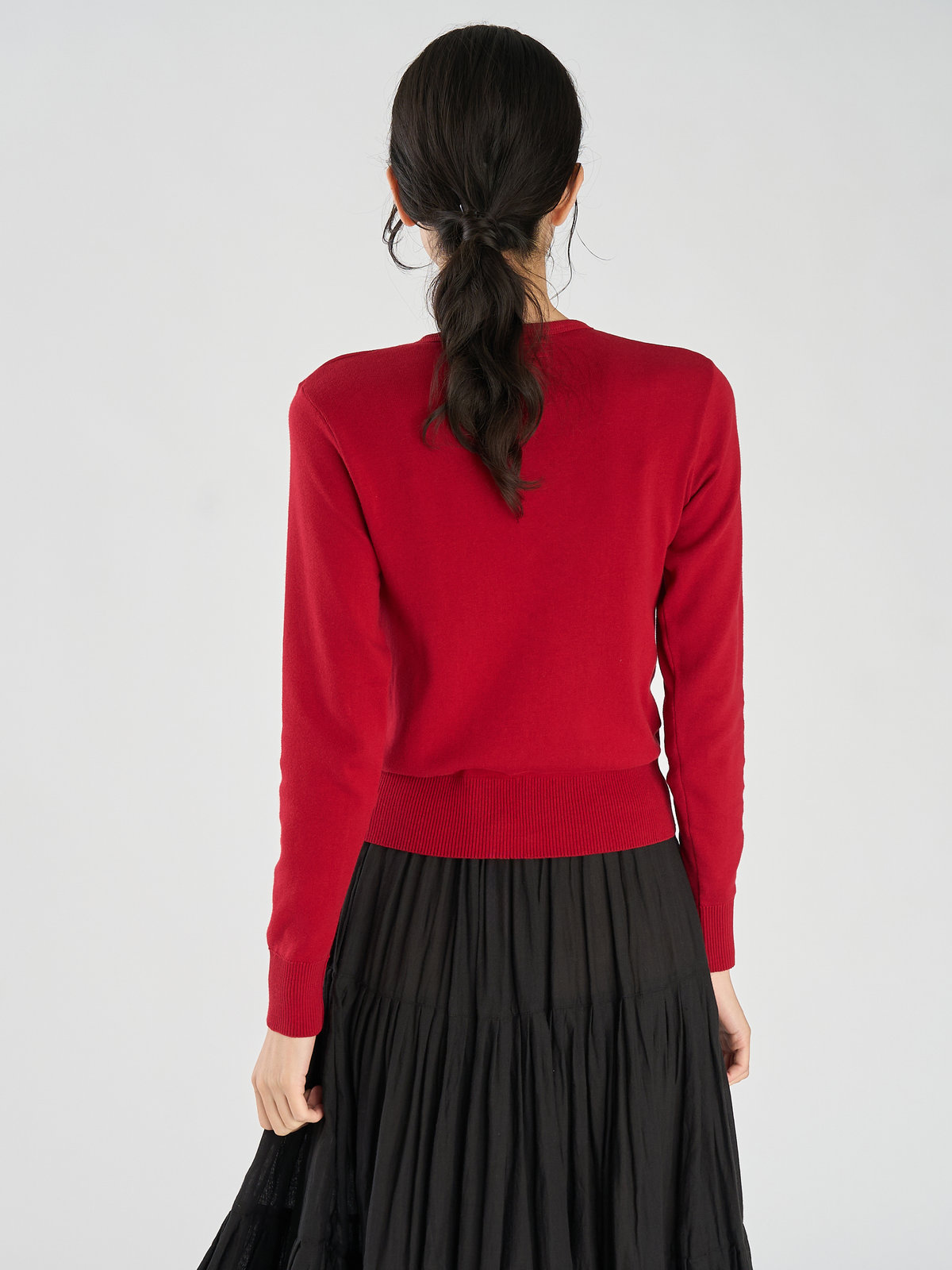 FEMME ウィメンズ コットン 長袖 カーディガンプレッション "Swing Nacre" レッド