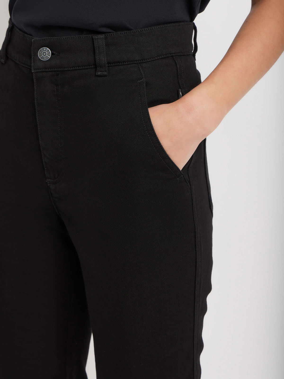 FEMME ウィメンズ コットン ハイウエスト ストレートパンツ "Marilyn" ブラック