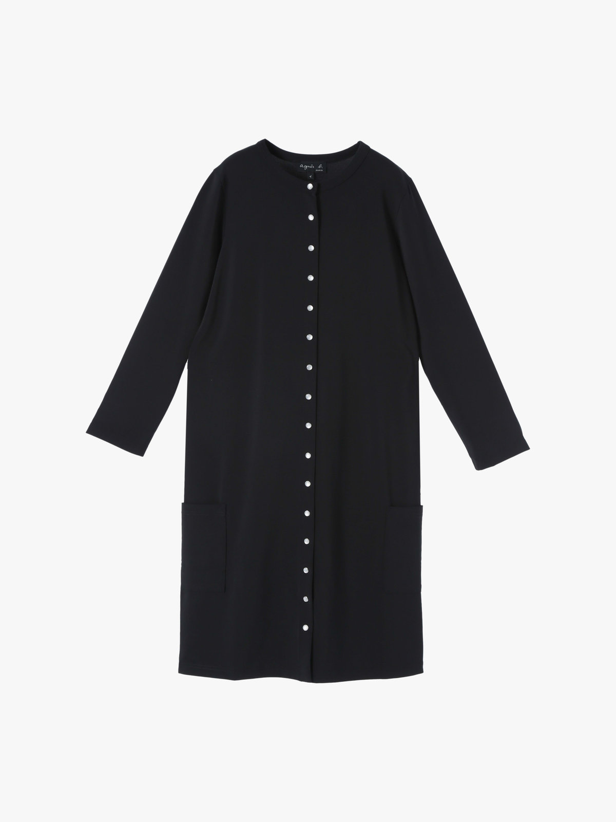 FEMME ウィメンズ ジャージー 7分袖 カーディガンワンピース ブラック