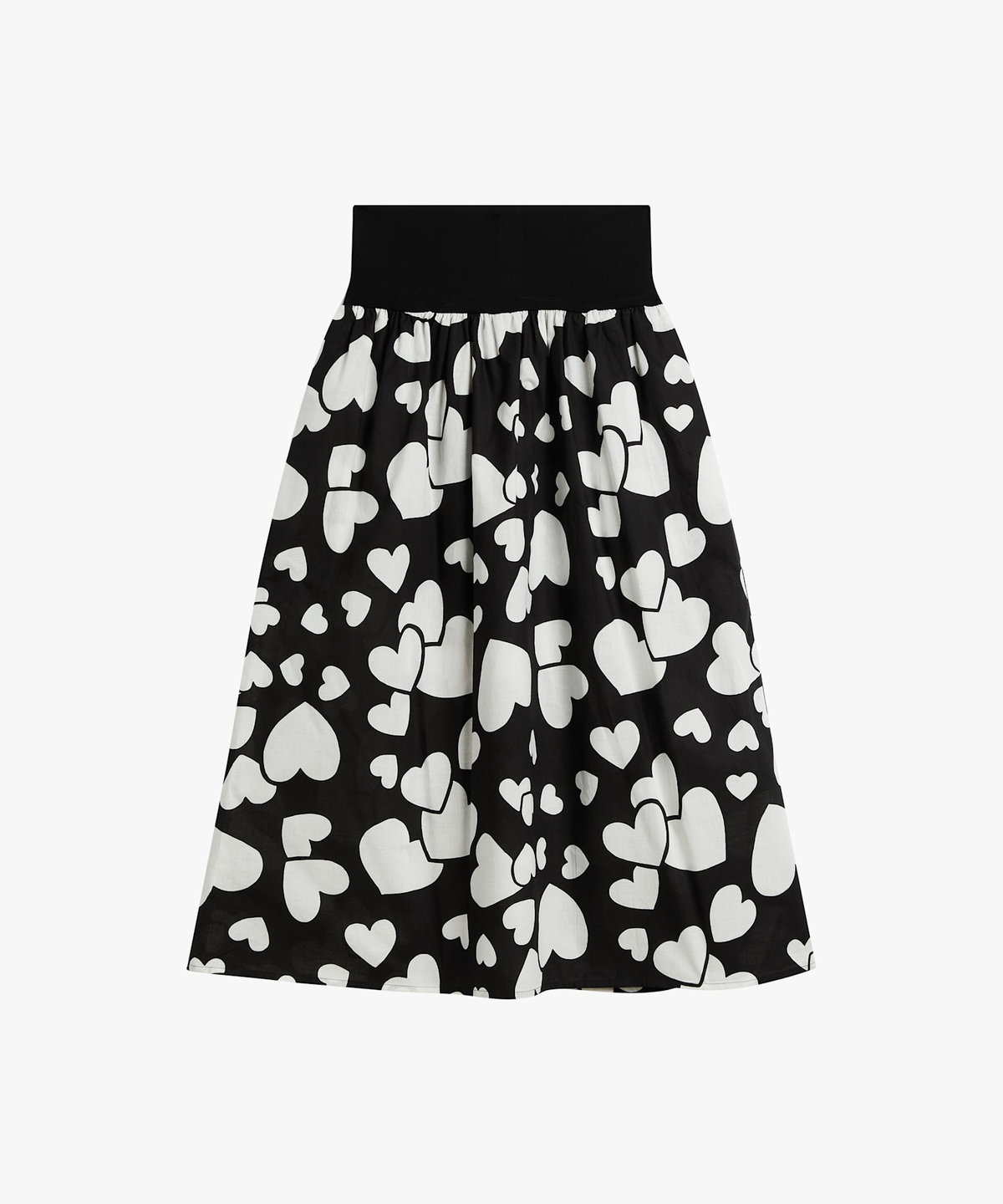 FEMME ウィメンズ ハート プリント コットン フレア スカート ブラック