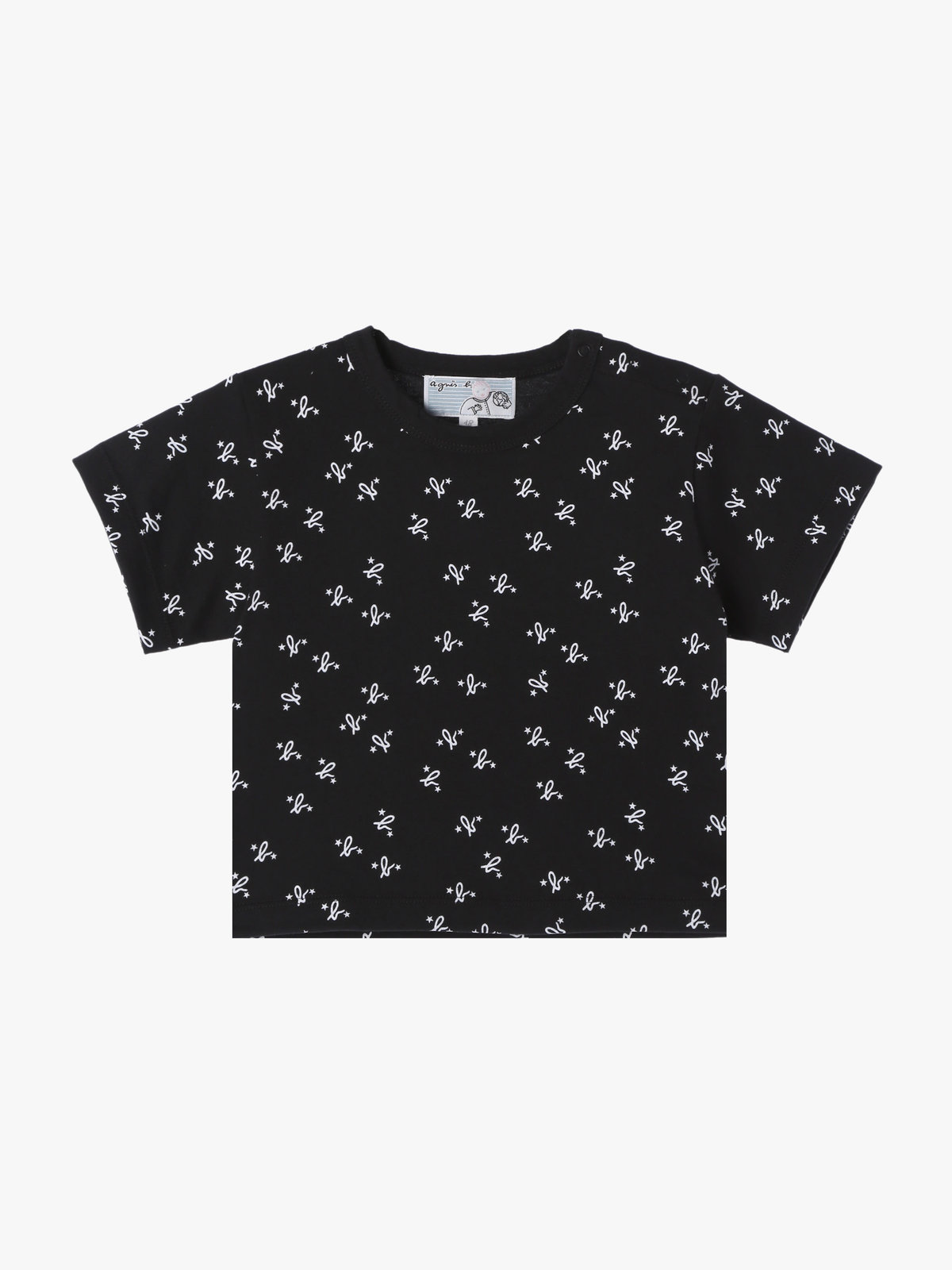 ENFANT ベビー ベビー 総柄プリント オーガニックコットン 半袖Tシャツ ブラック