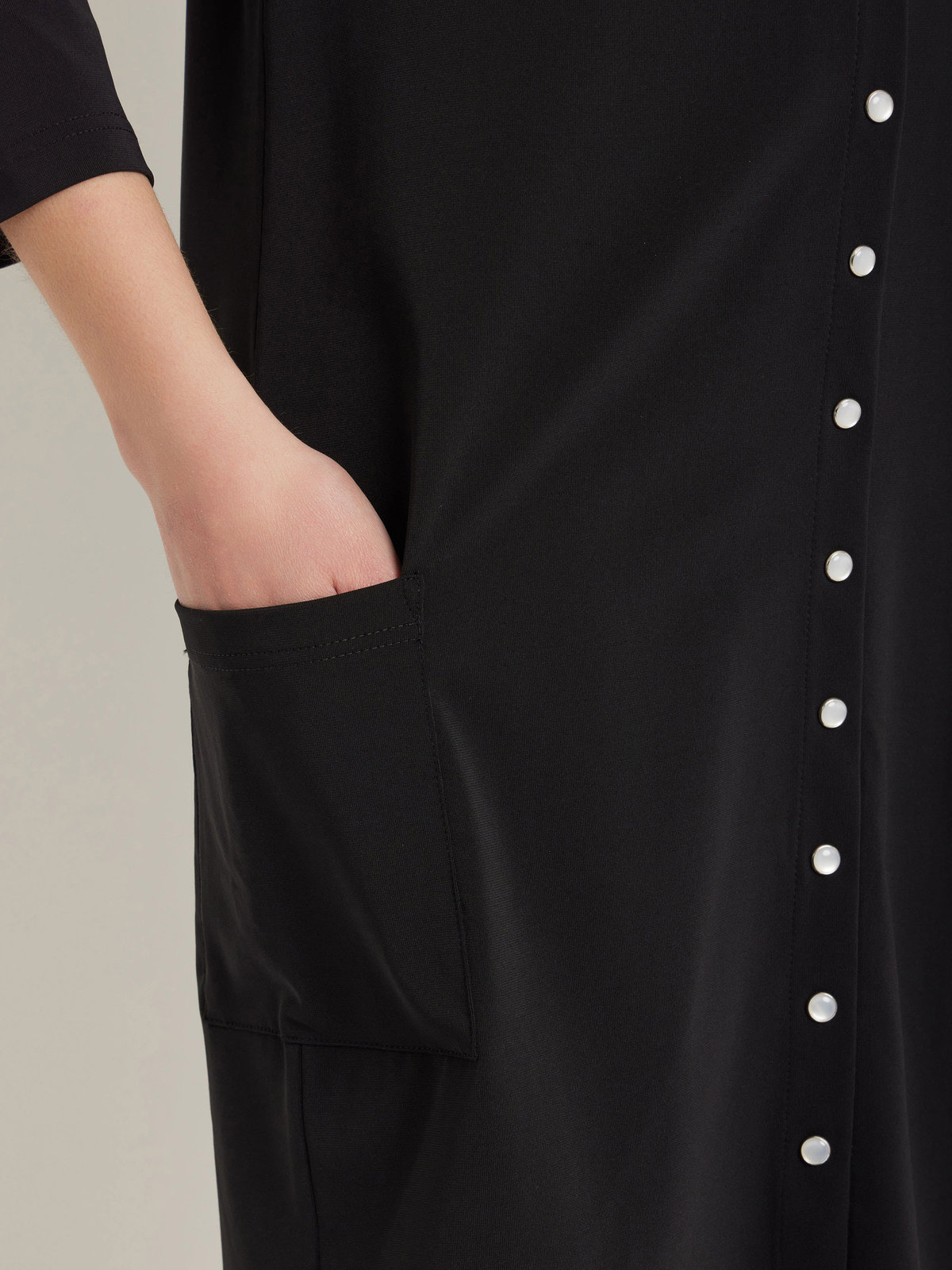 FEMME ウィメンズ ジャージー 7分袖 カーディガンワンピース ブラック