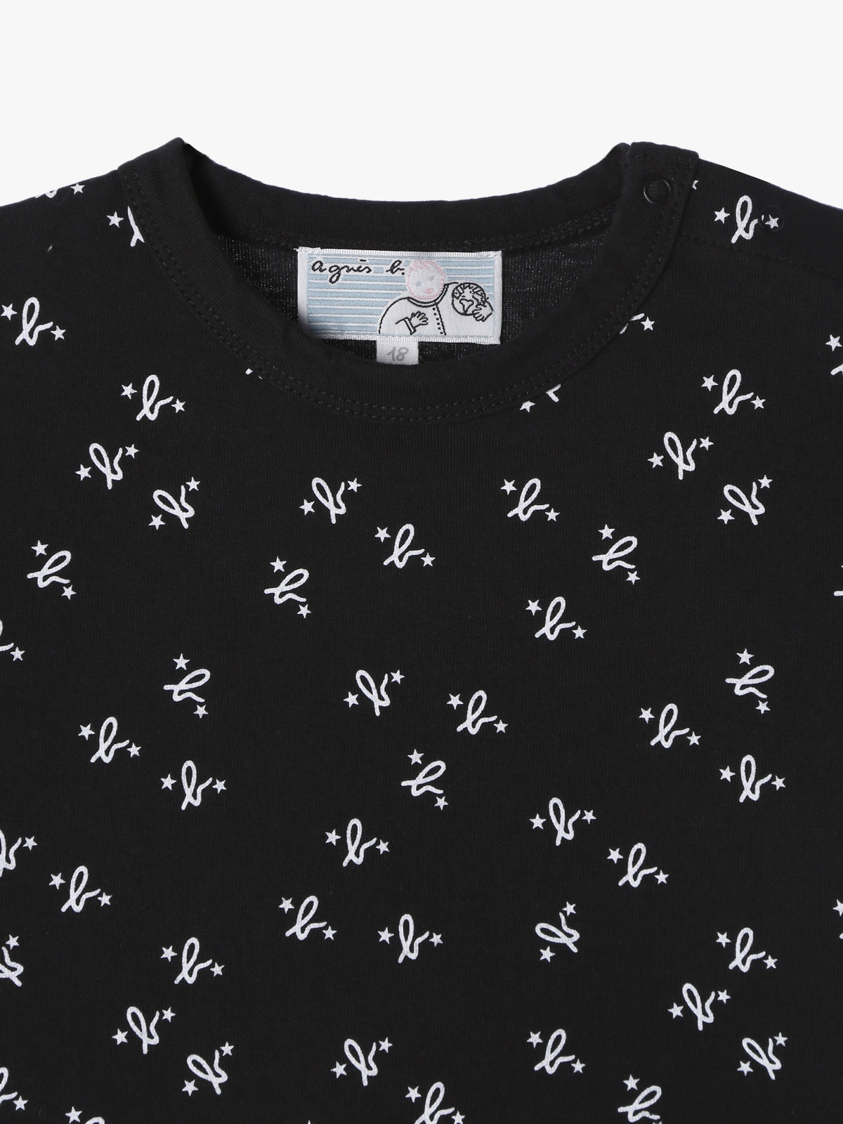 ENFANT ベビー ベビー 総柄プリント オーガニックコットン 半袖Tシャツ ブラック