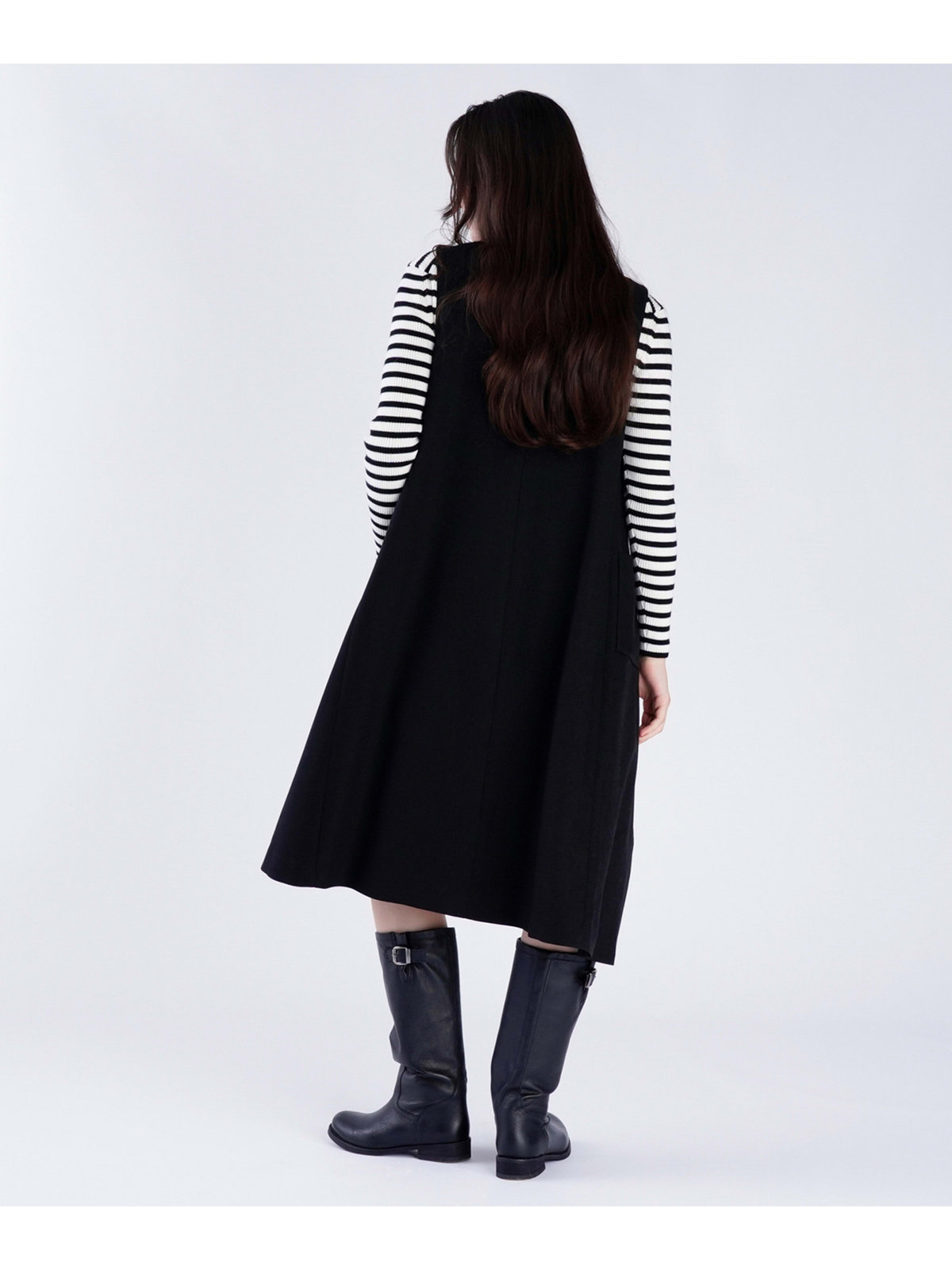 To b. by agnès b. 【Outlet】フロントジッパー ロング ジャンパーワンピース ブラック