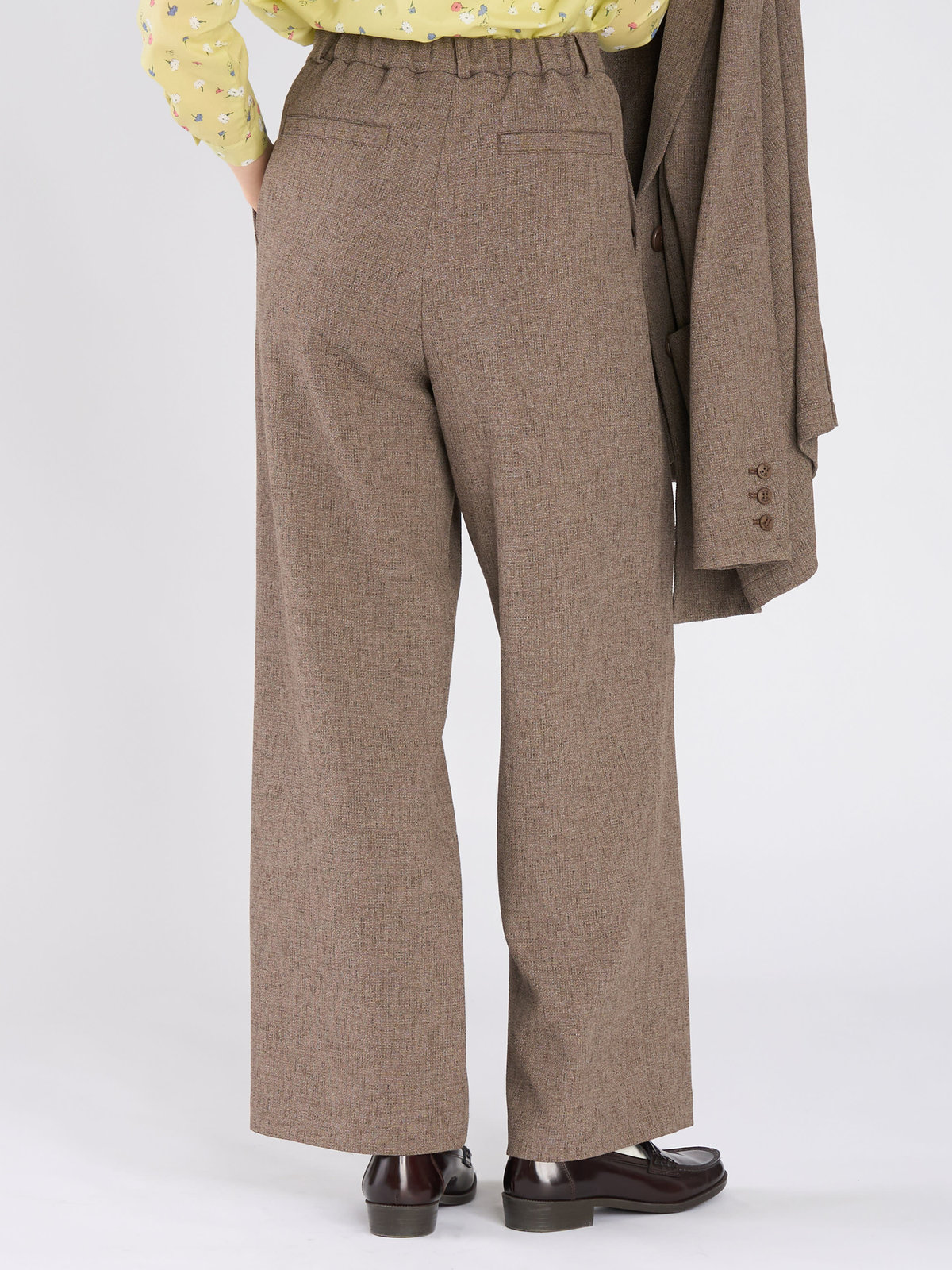 To b. by agnès b. ミックスツイード タックパンツ ベージュ