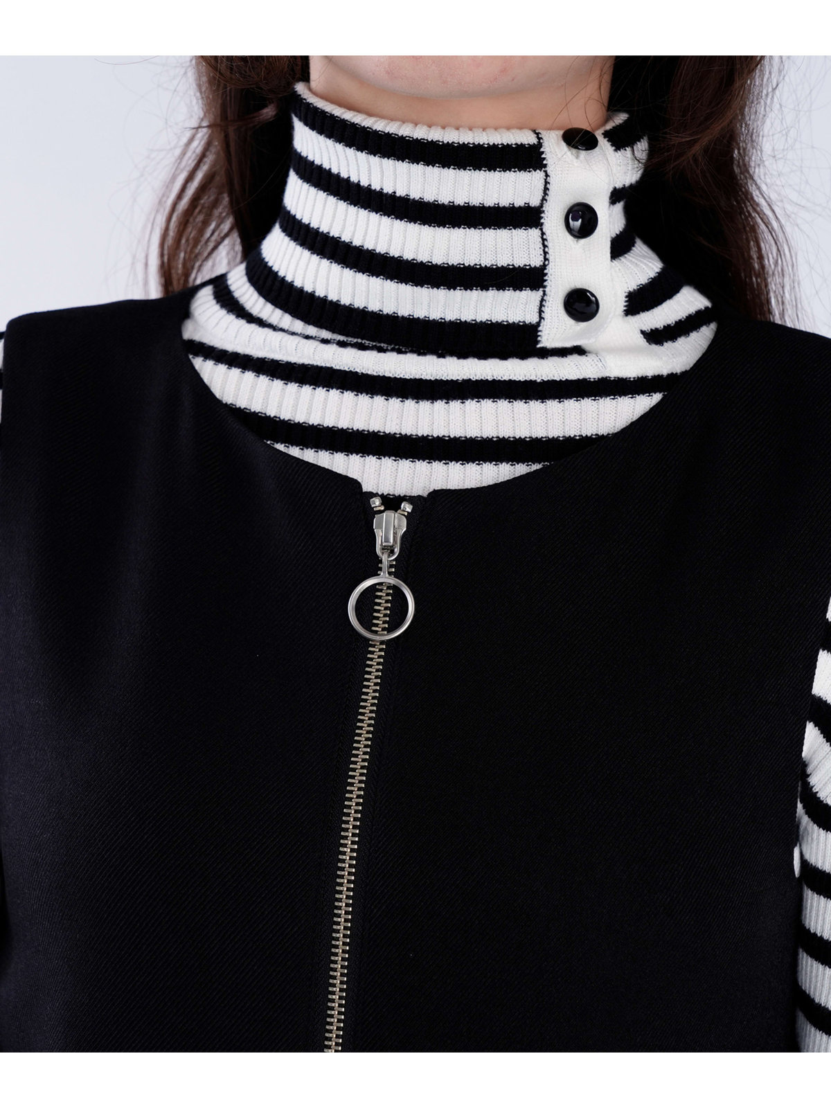 To b. by agnès b. 【Outlet】フロントジッパー ロング ジャンパーワンピース ブラック