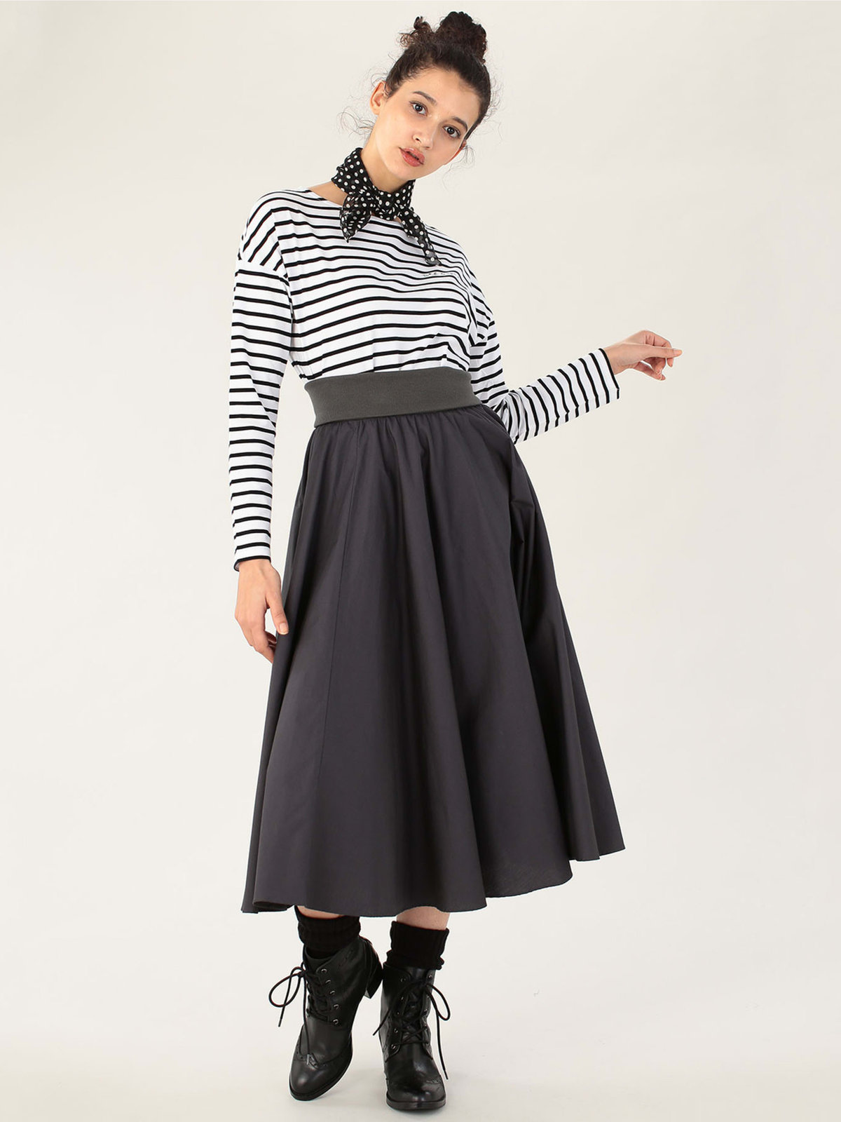 To b. by agnès b. コットン サーキュラー スカート グレー
