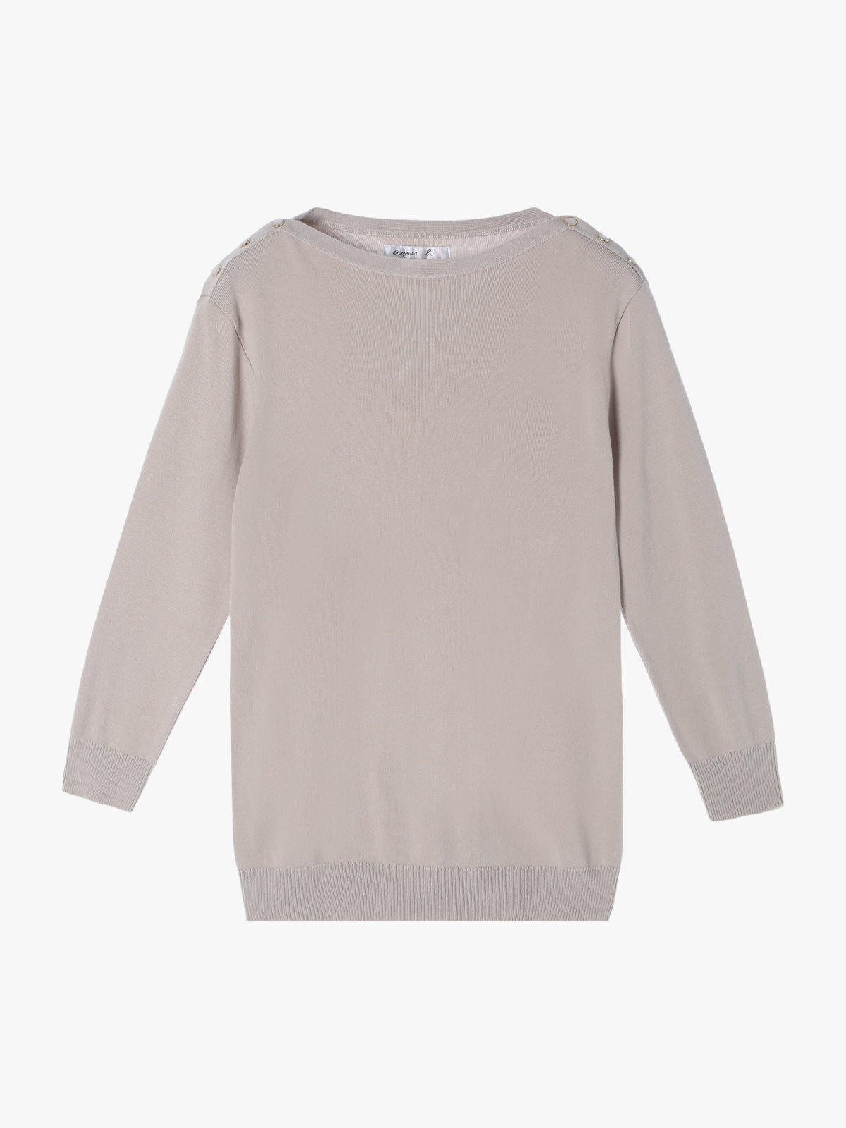 FEMME ウィメンズ 【Outlet】コットン ニット 7分袖 ボートネック プルオーバー "Badiane" グレー系その他