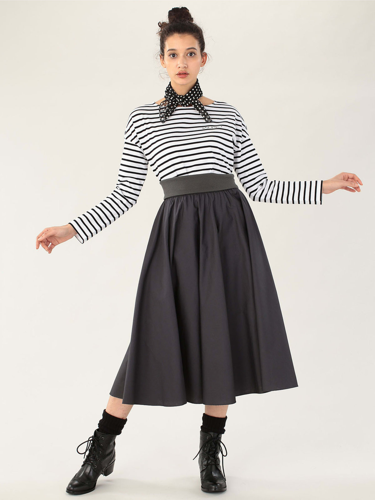 To b. by agnès b. コットン サーキュラー スカート グレー