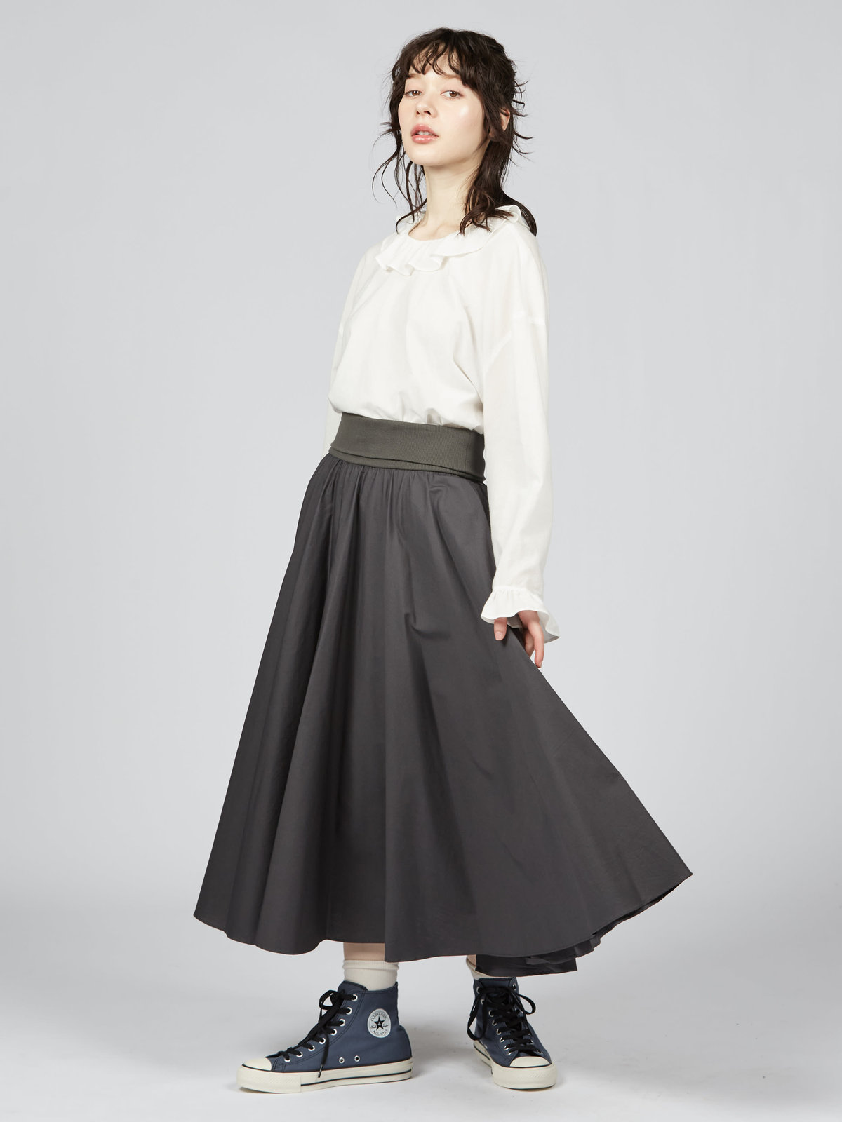 To b. by agnès b. コットン サーキュラー スカート グレー