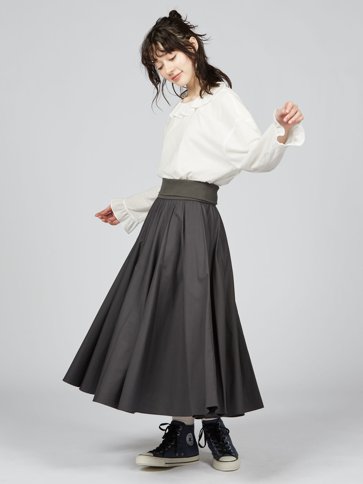 To b. by agnès b. コットン サーキュラー スカート グレー