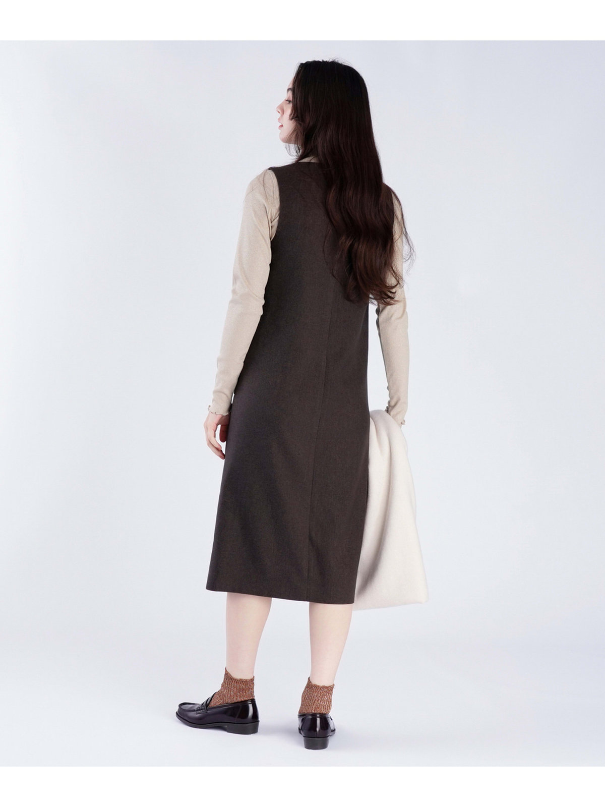 To b. by agnès b. 【Outlet】フロントジッパー ロング ジャンパーワンピース ブラウン