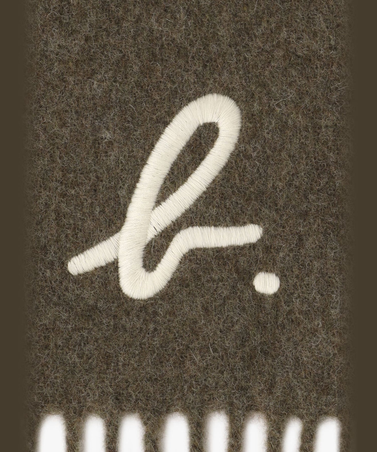 HOMME メンズ メンズ "b." 刺繍 マフラー カーキ