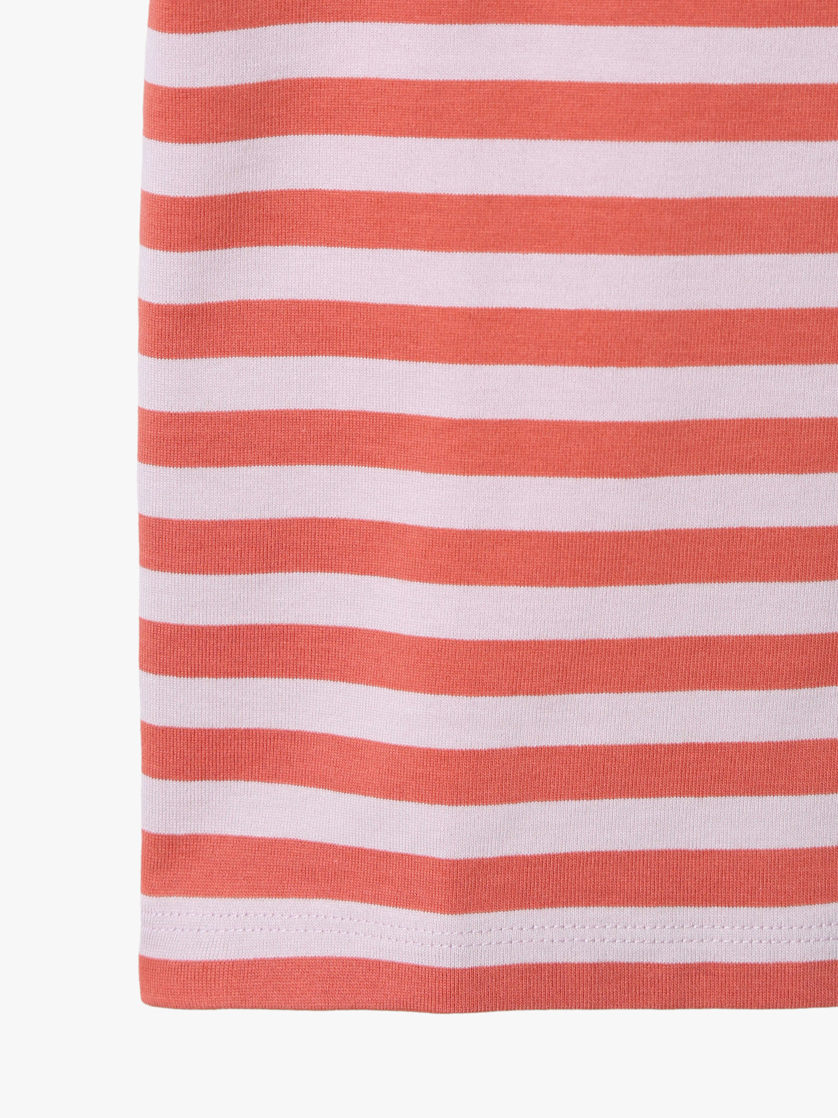 ENFANT ユニセックス キッズ 細ボーダー コットン 半袖 Tシャツ コーラルピンク