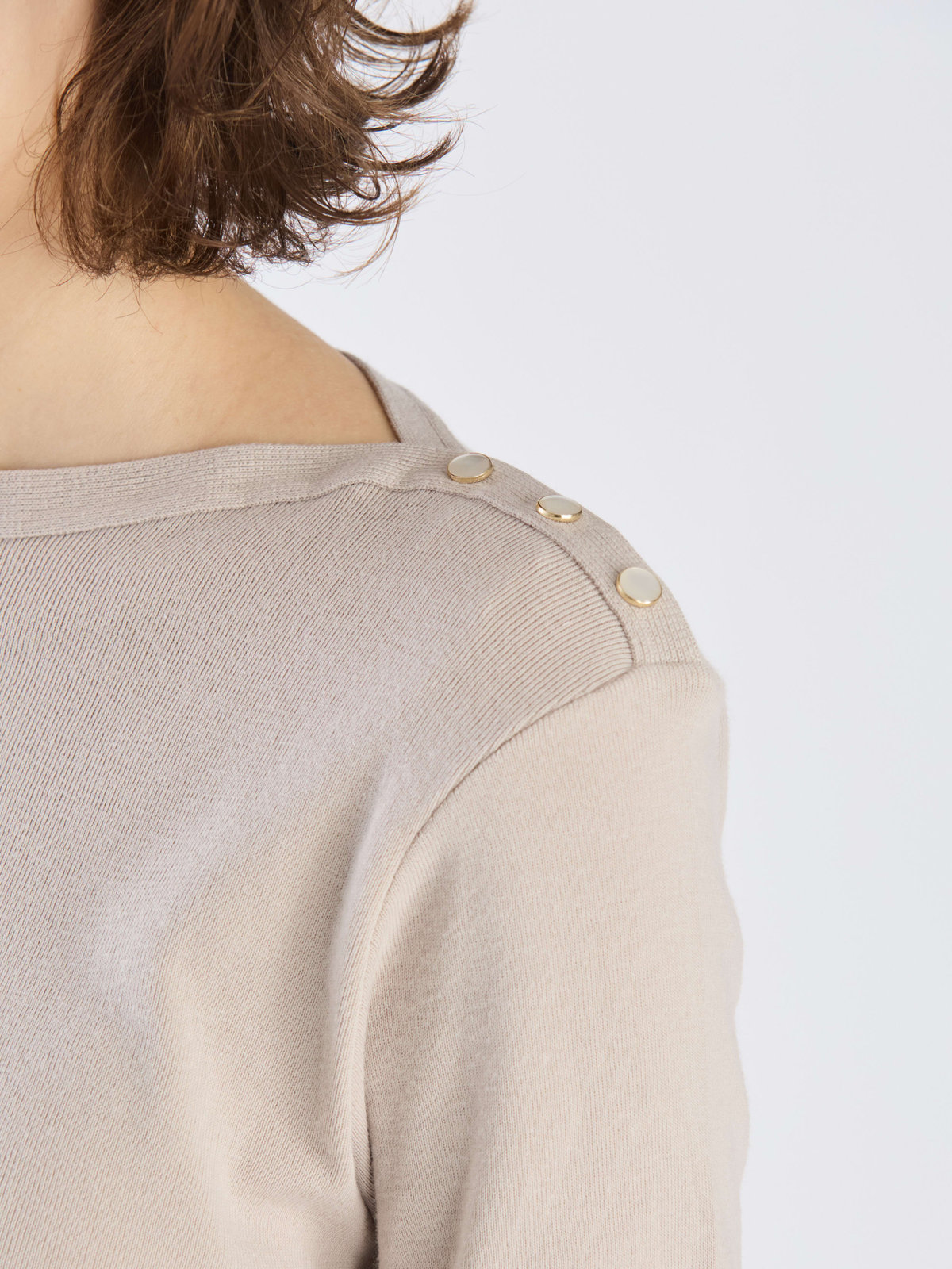 FEMME ウィメンズ 【Outlet】コットン ニット 7分袖 ボートネック プルオーバー "Badiane" グレー系その他