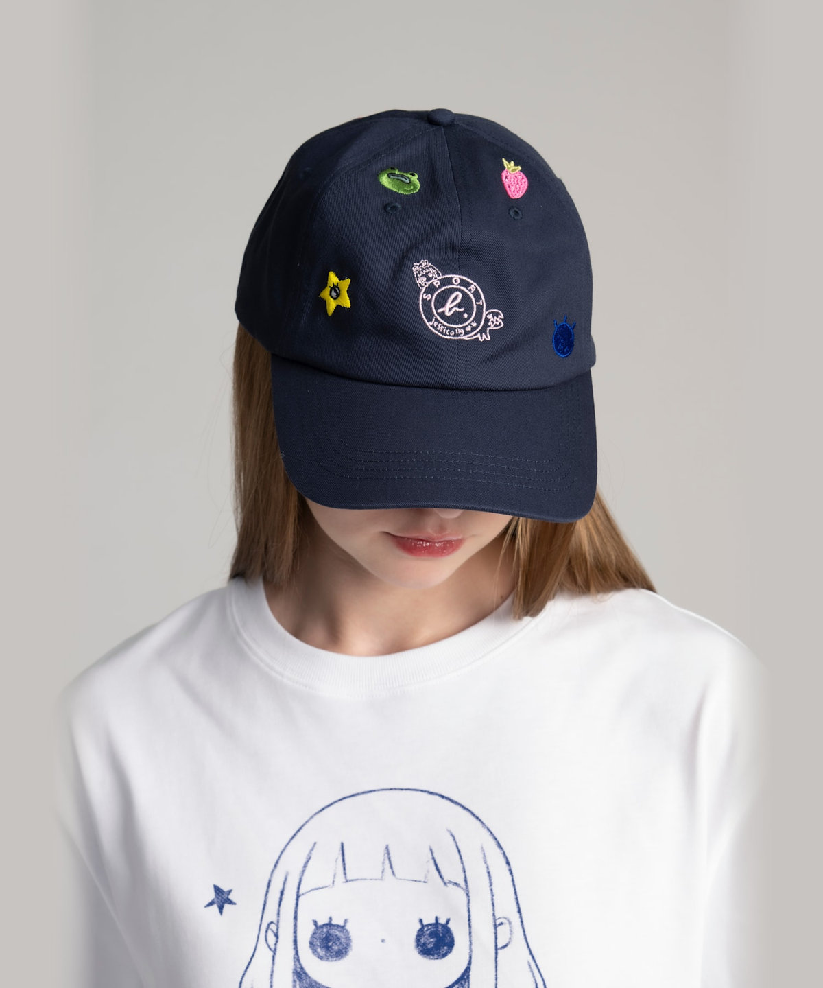 FEMME ウィメンズ SPORT b. 刺繍 コットン キャップ "Jessica Ng" ブルー系その他