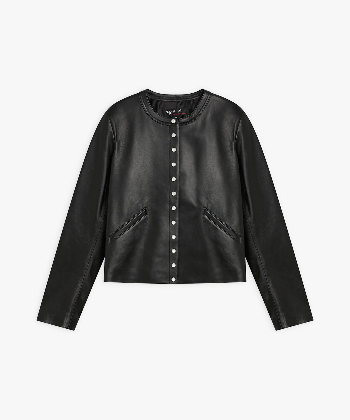 FEMME ウィメンズ ラムスキン レザー 長袖 カーディガンプレッション ブラック