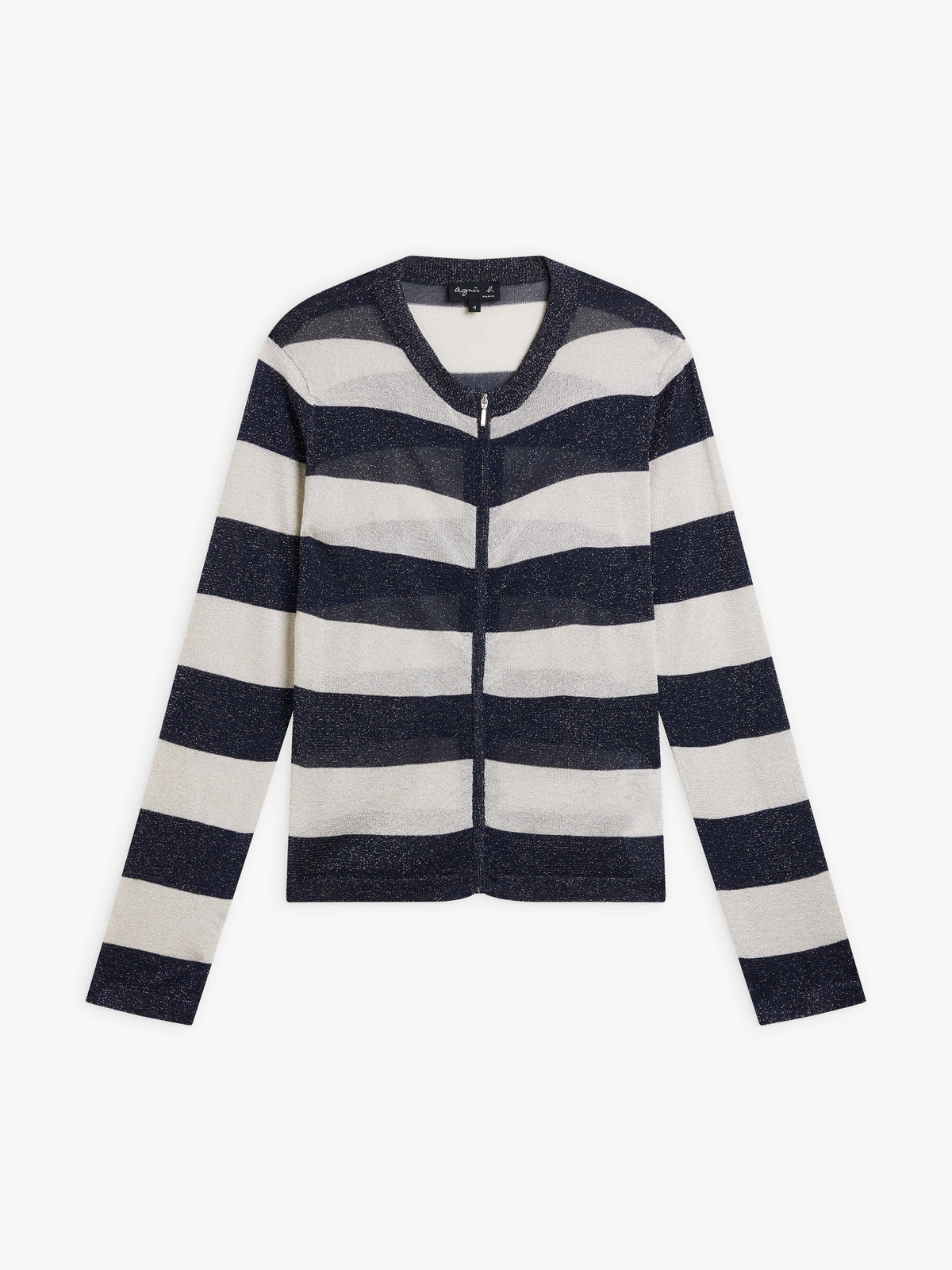 FEMME ウィメンズ 【Outlet】ボーダー 長袖 ジップカーディガン "Felin" ネイビー