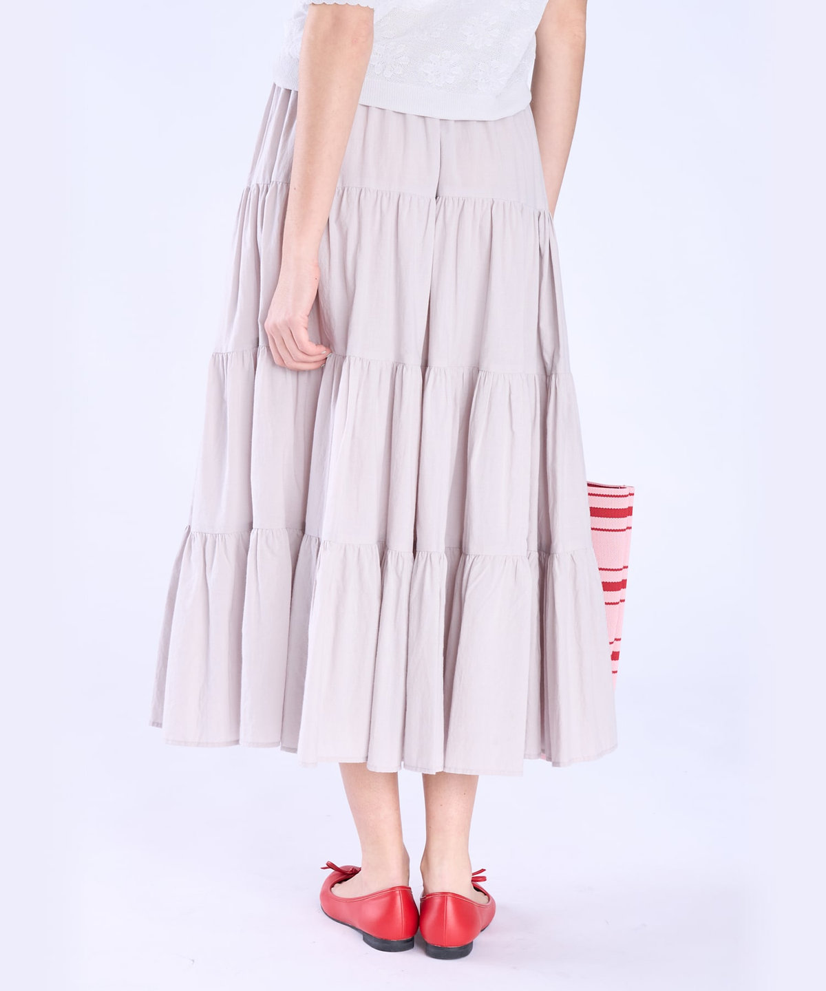 To b. by agnès b. コットン フォーティアード スカート ライトグレー