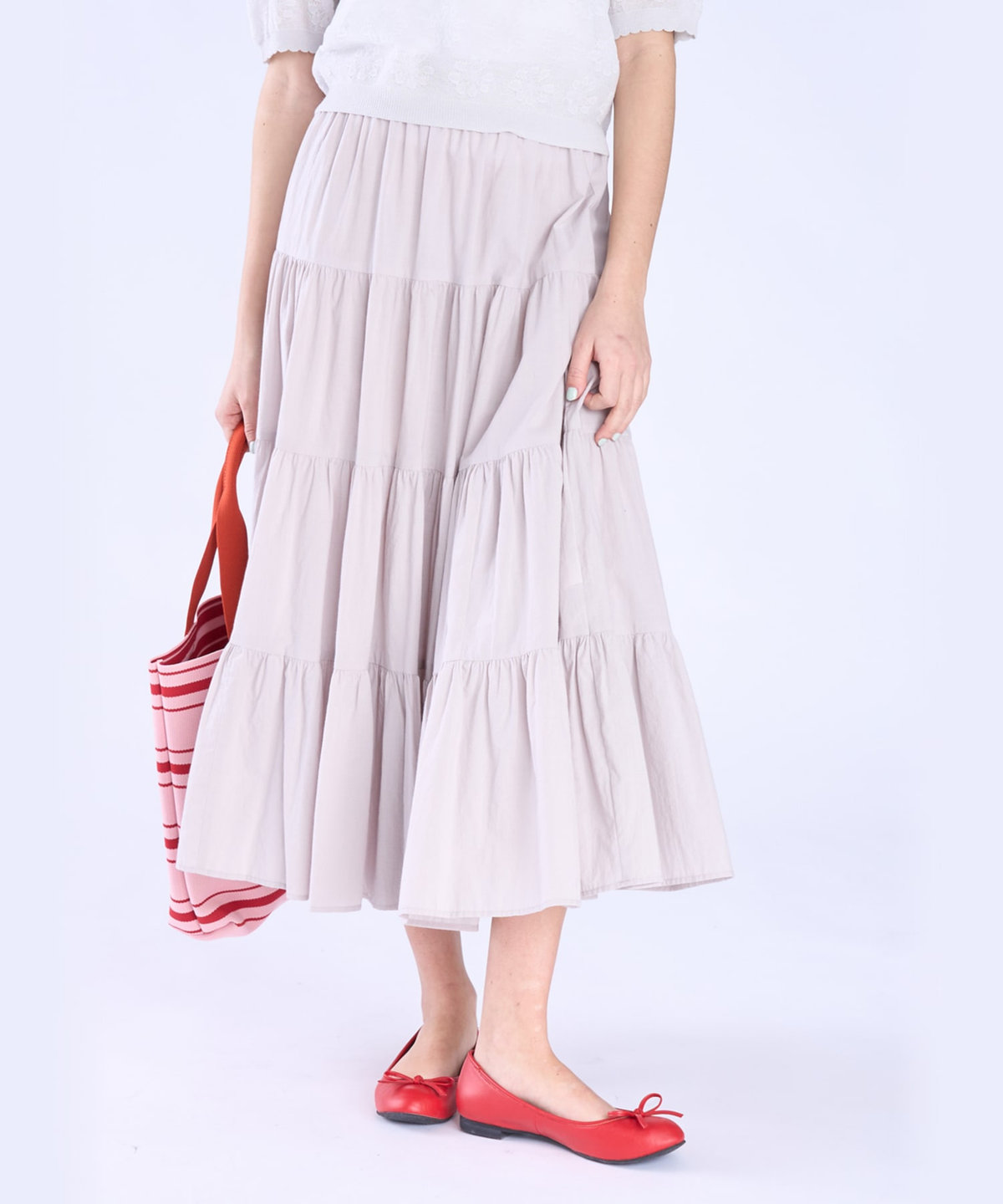 To b. by agnès b. コットン フォーティアード スカート ライトグレー