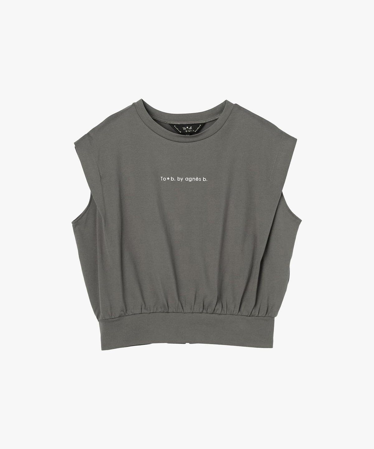 To b. by agnès b. ロゴ コットン フレンチスリーブ トップス グレー