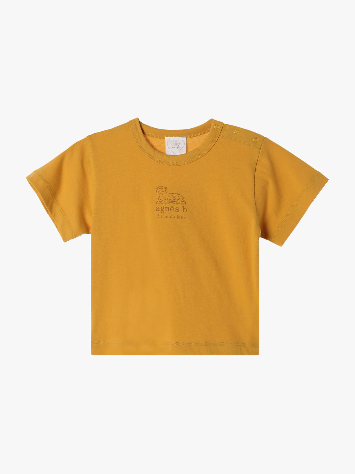 ENFANT ベビー ベビー ロゴ コットン 半袖 Tシャツ Agneau マスタード