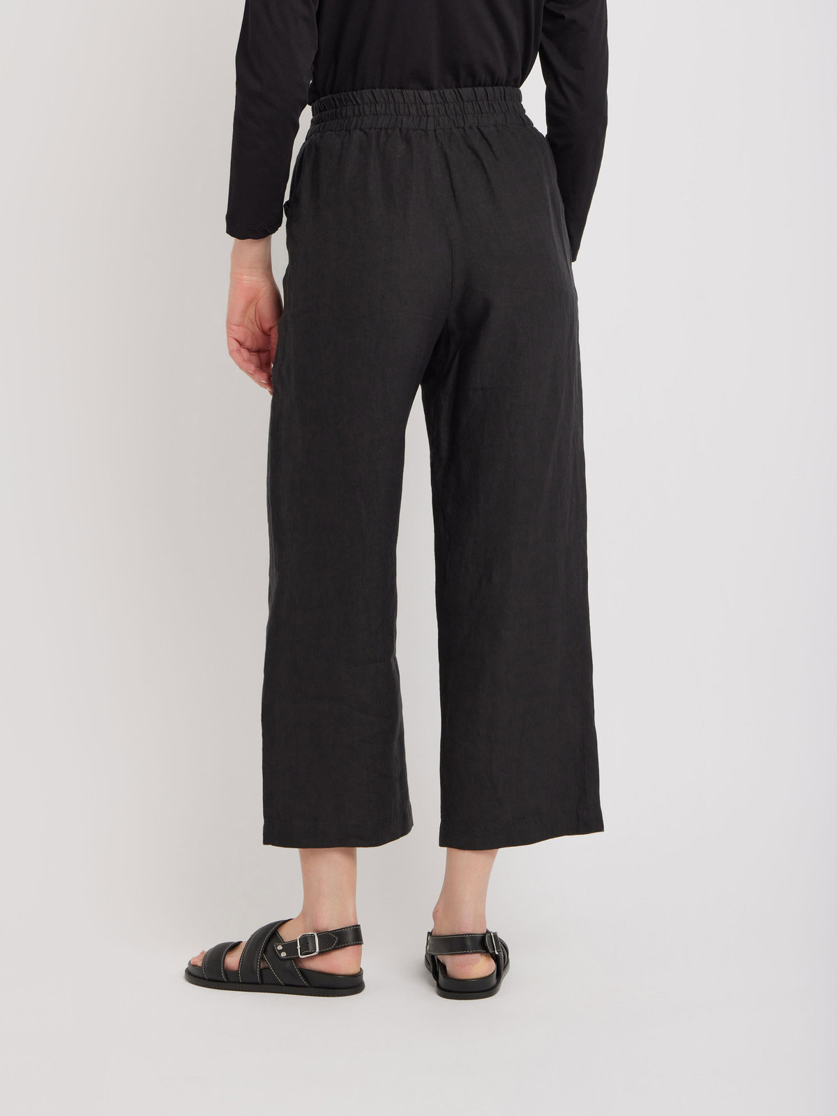 FEMME ウィメンズ リネン ロング ワイドパンツ ”New Moulin” ブラック