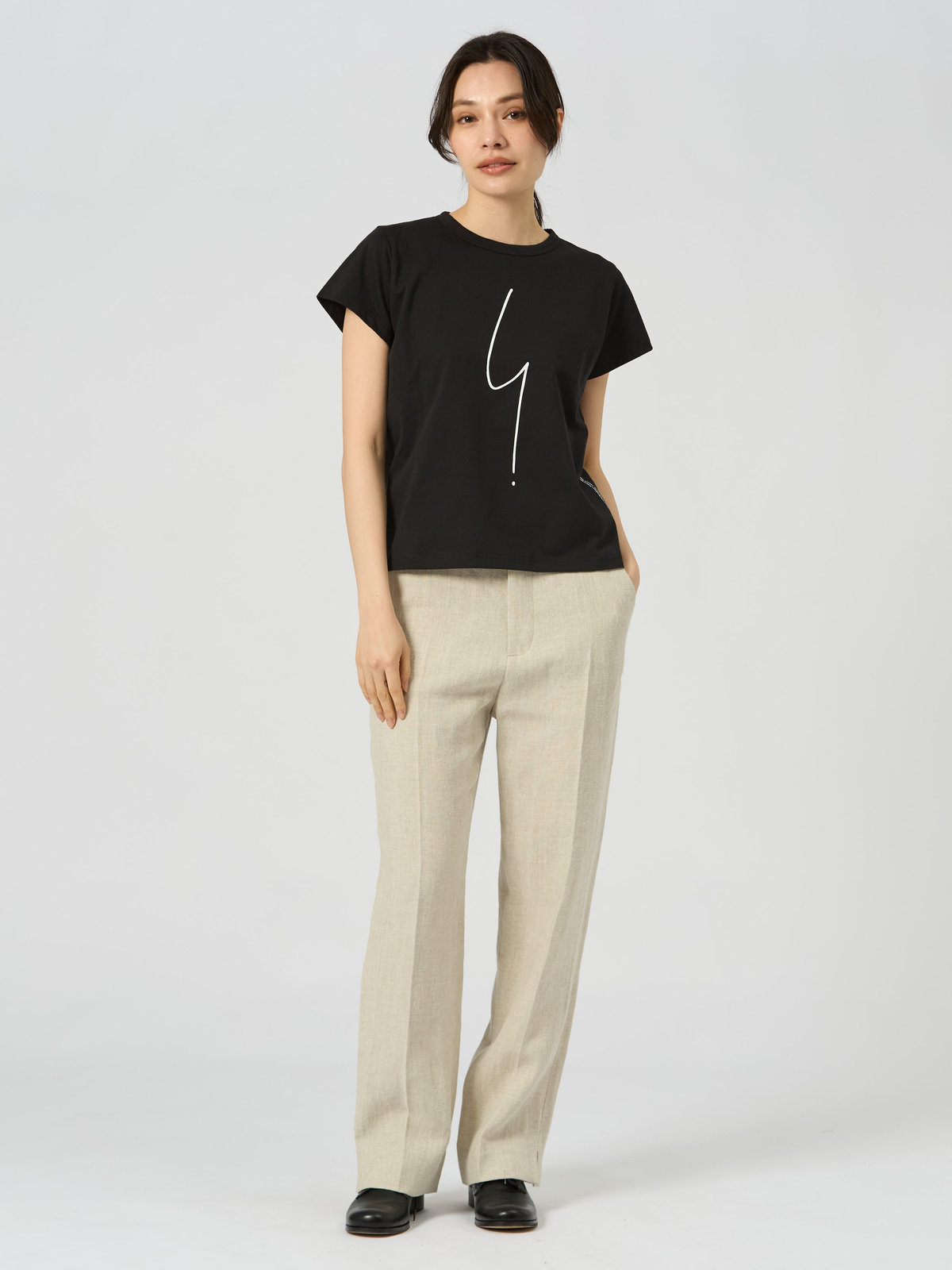 FEMME ウィメンズ アイコニック コットン 半袖 Tシャツ ”Point d'ironie” ブラック