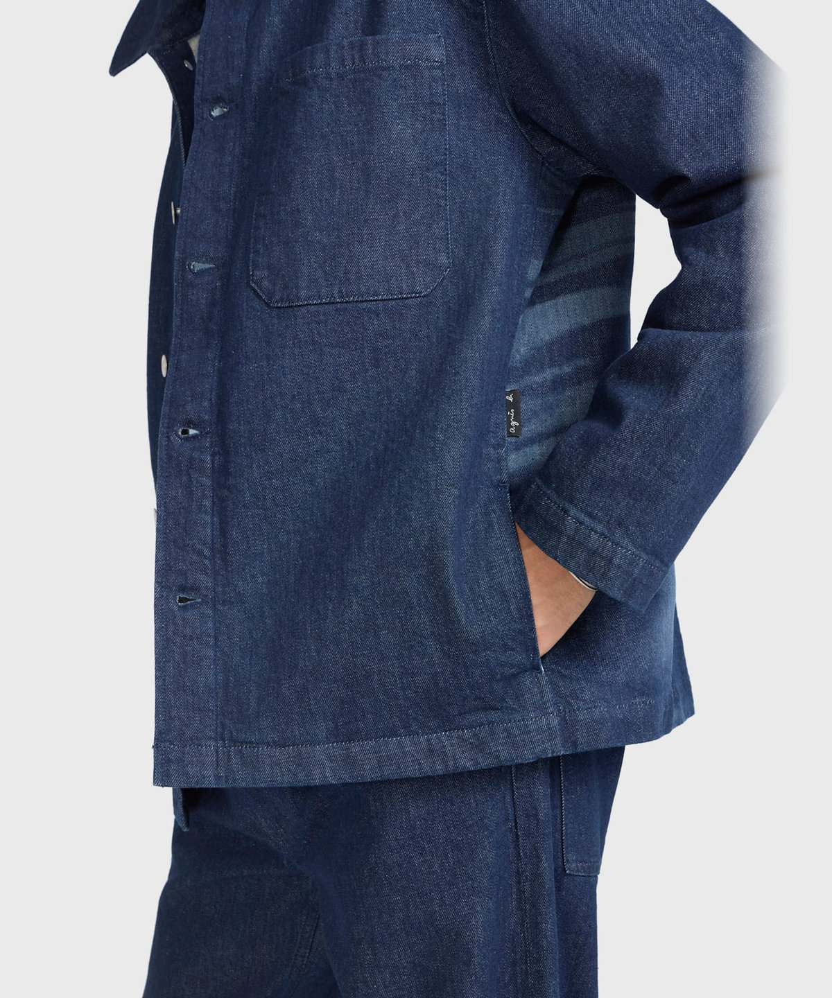 HOMME メンズ メンズ  コットン 長袖 オーバーシャツ ネイビー