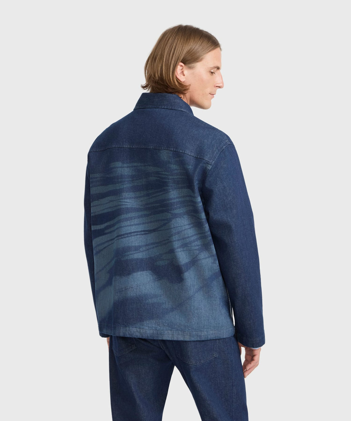 HOMME メンズ メンズ  コットン 長袖 オーバーシャツ ネイビー