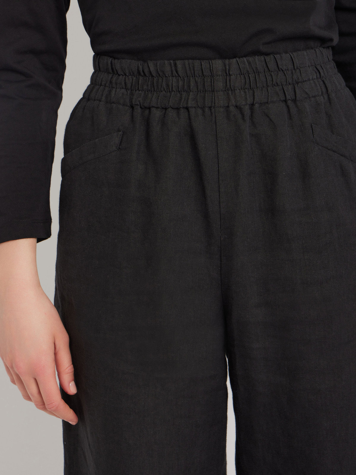 FEMME ウィメンズ リネン ロング ワイドパンツ ”New Moulin” ブラック