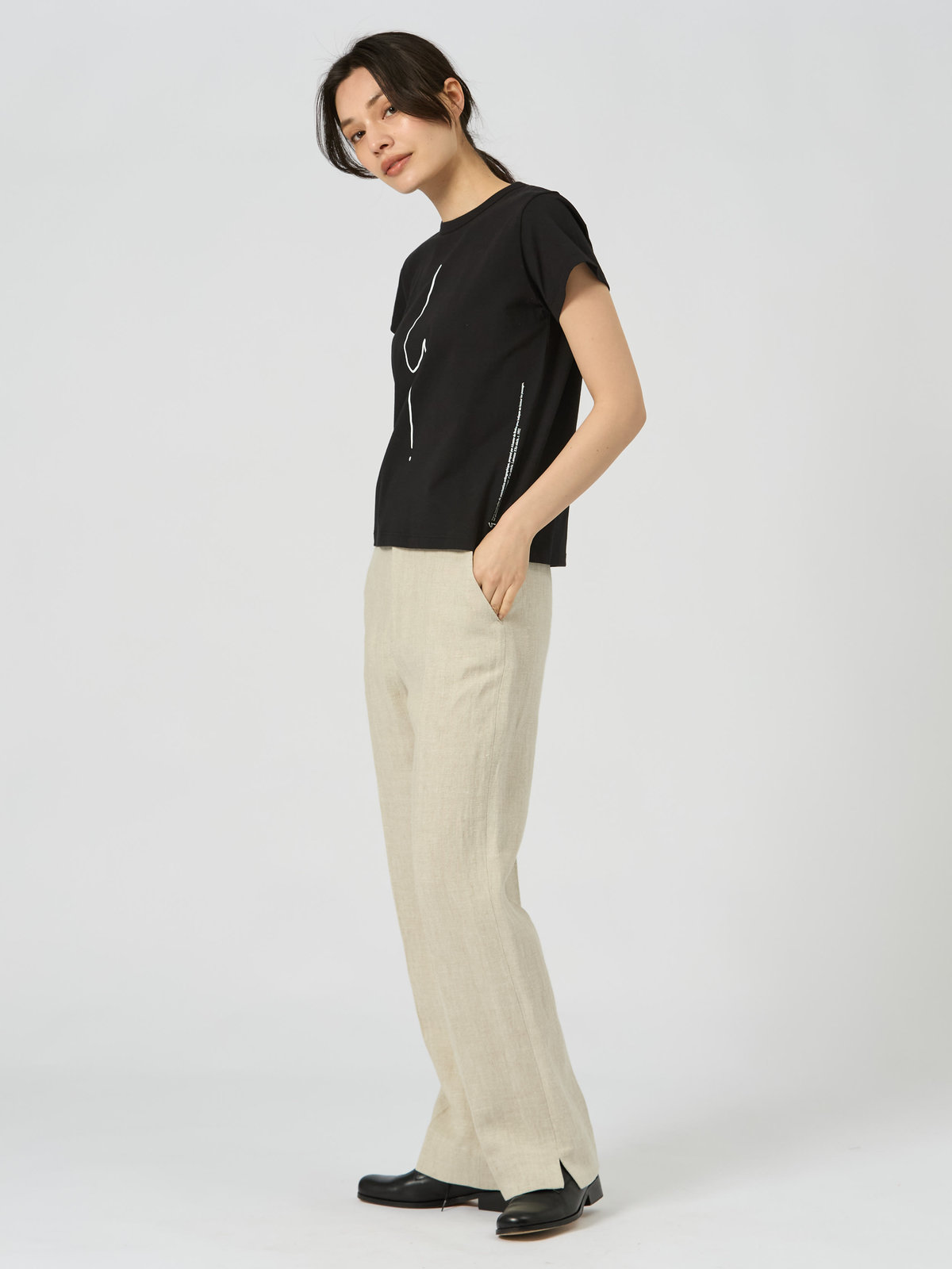 FEMME ウィメンズ アイコニック コットン 半袖 Tシャツ ”Point d'ironie” ブラック