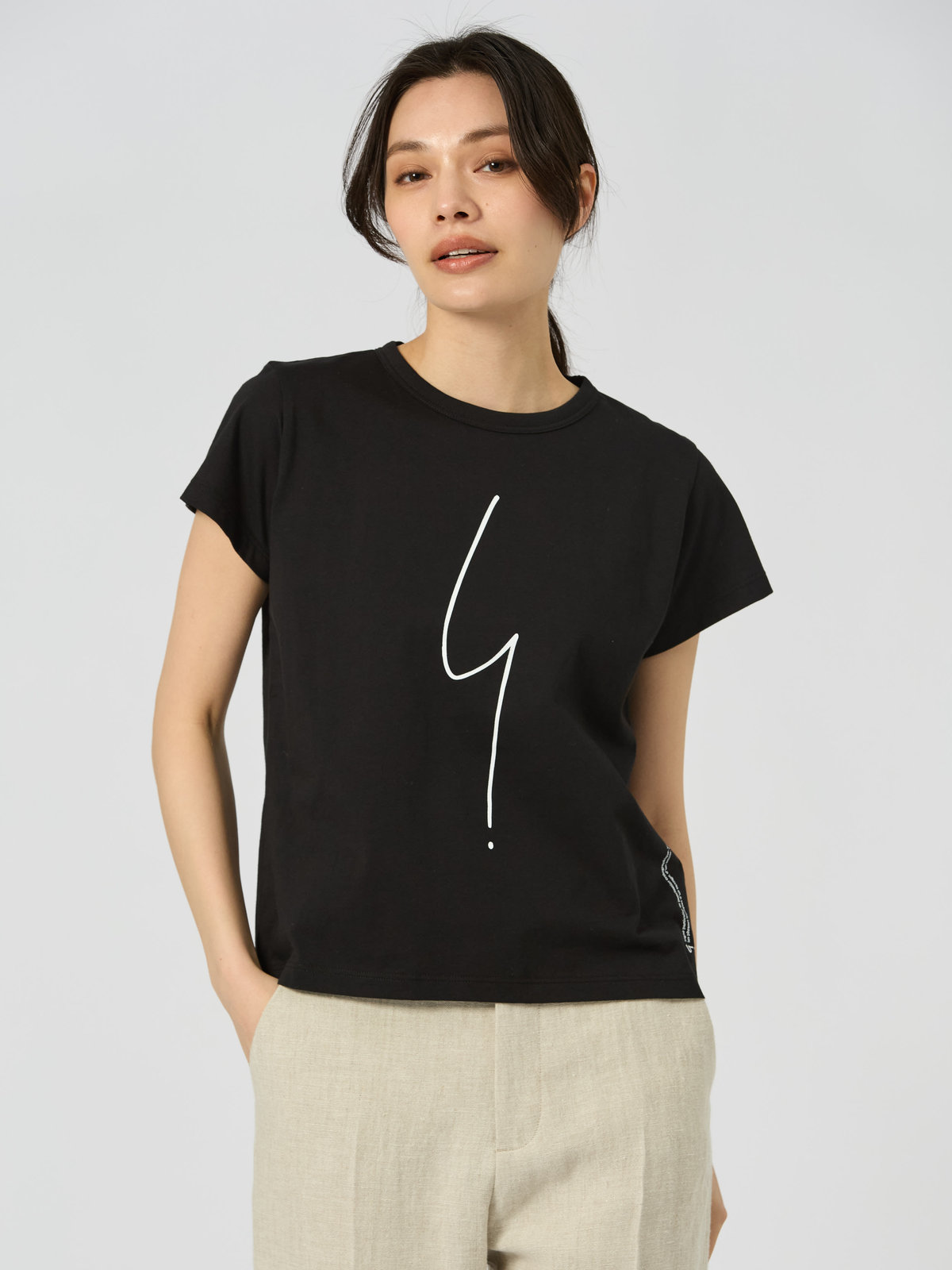 FEMME ウィメンズ アイコニック コットン 半袖 Tシャツ ”Point d'ironie” ブラック