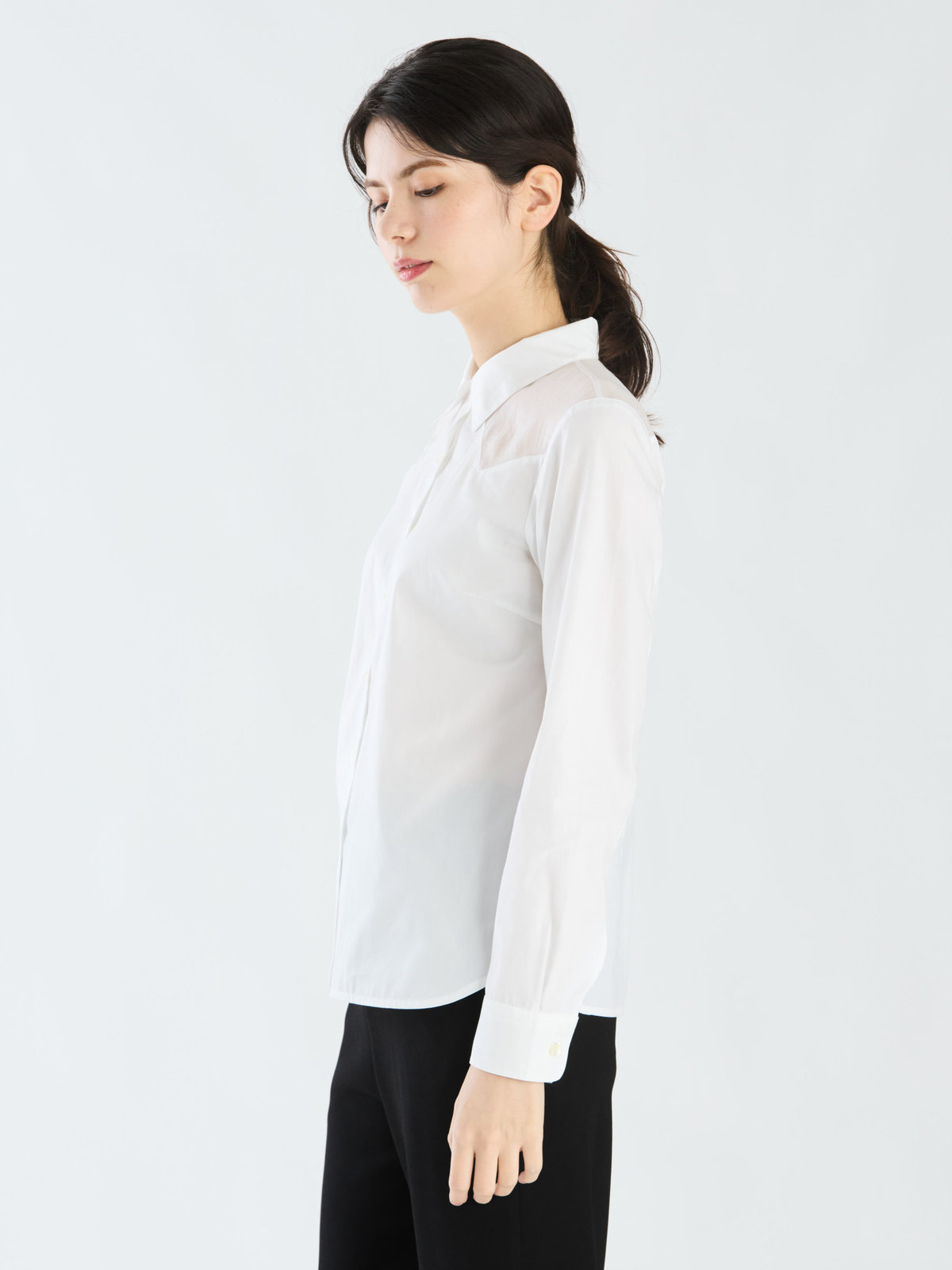 FEMME ウィメンズ コットンギャバジン カウボーイシャツ "Givre" ホワイト