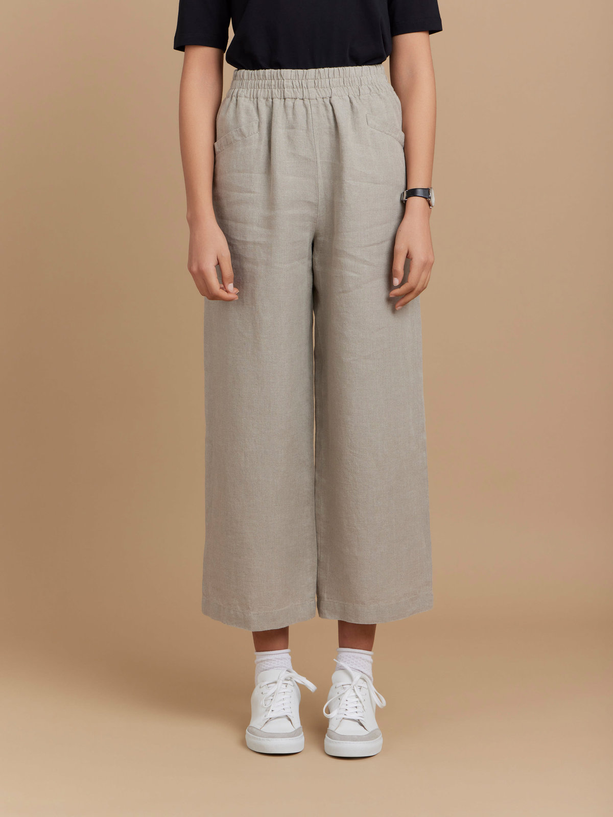 FEMME ウィメンズ 【Outlet】リネン ロング ワイドパンツ ”New Moulin” ブラウン系その他