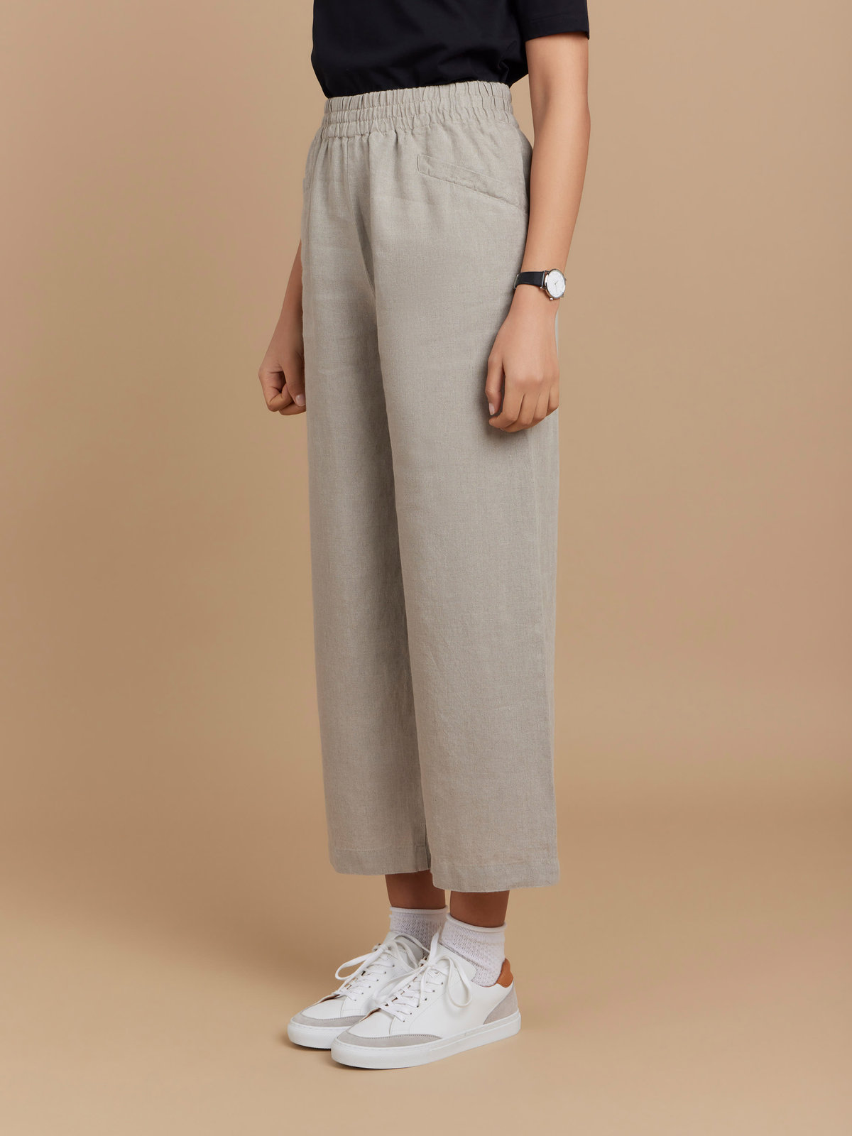 FEMME ウィメンズ 【Outlet】リネン ロング ワイドパンツ ”New Moulin” ブラウン系その他