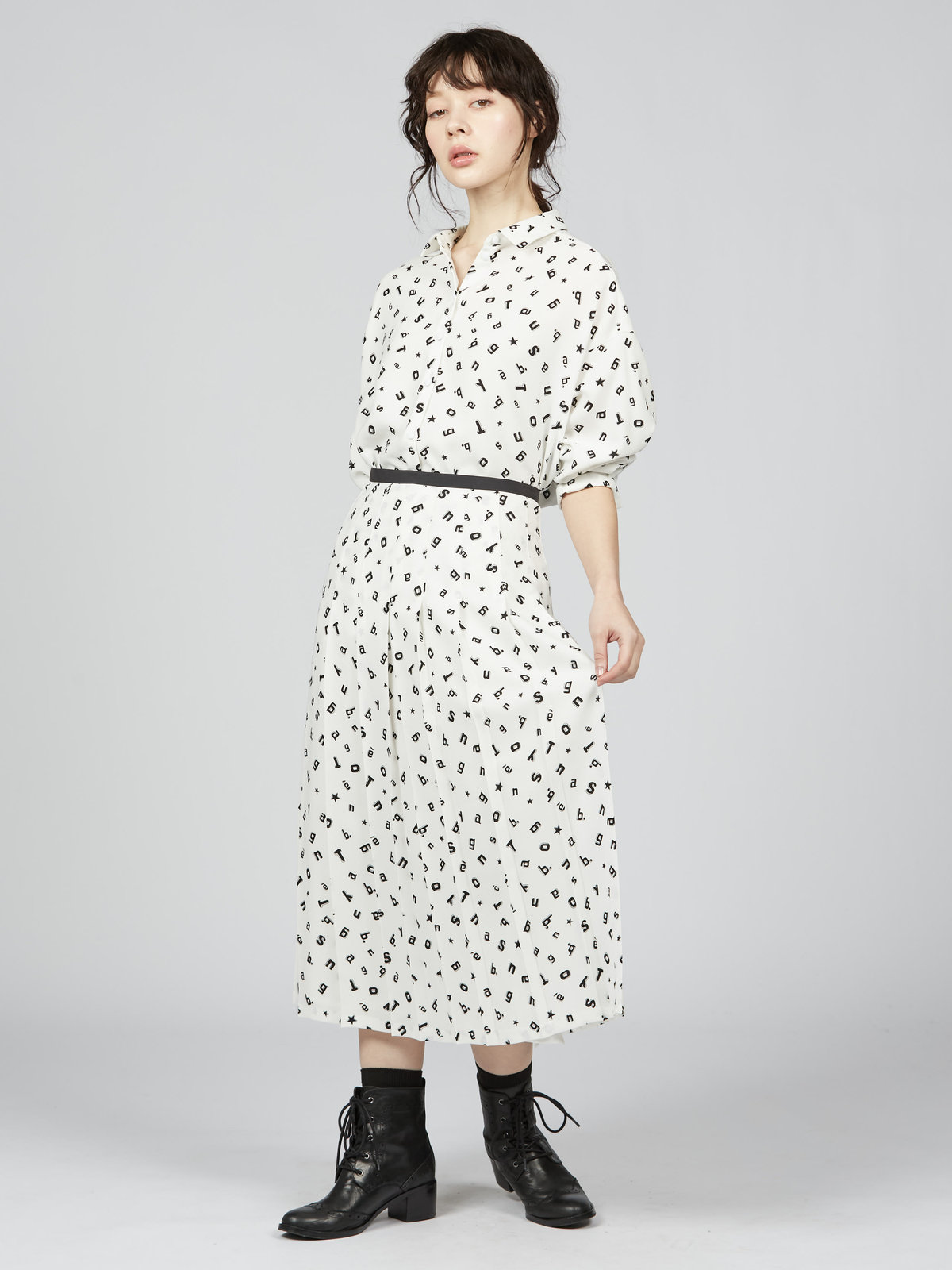 To b. by agnès b. 【Outlet】【セットアップ対応商品】トゥービーモノグラムプルスカート ホワイト