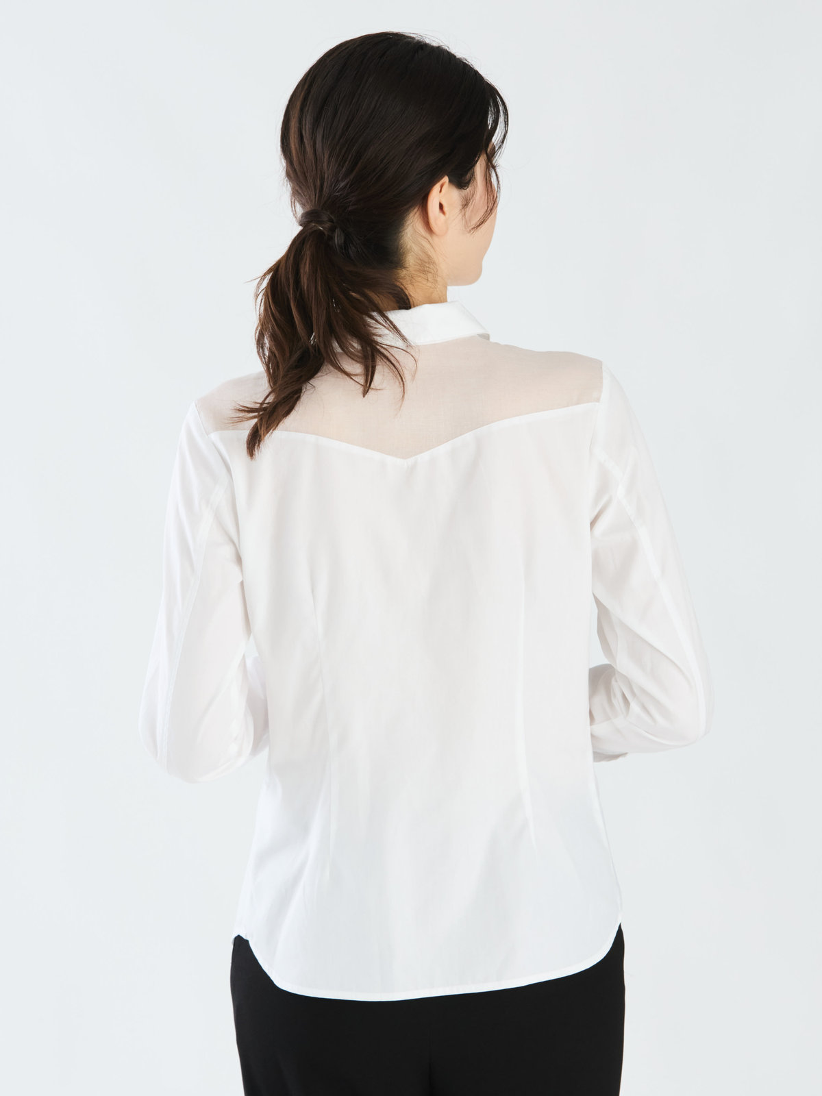 FEMME ウィメンズ コットンギャバジン カウボーイシャツ "Givre" ホワイト