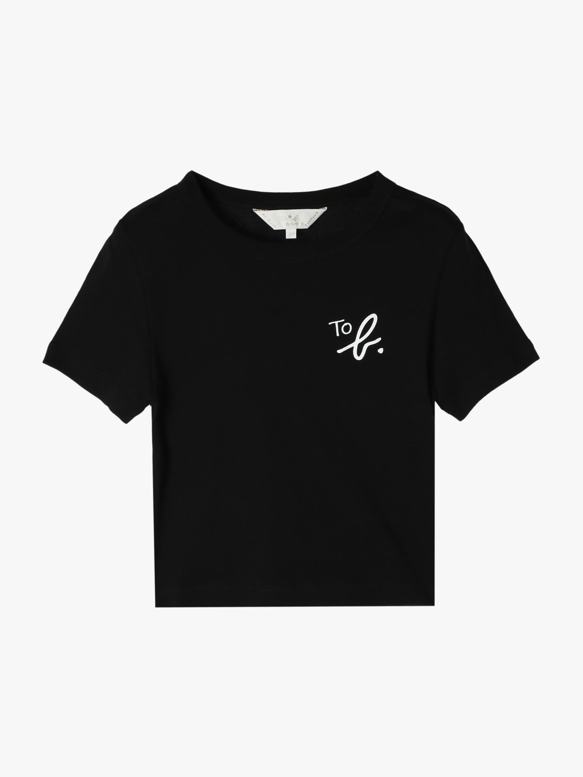 To b. by agnès b. "To b."ロゴ コットン 半袖 クロップド Tシャツ ブラック
